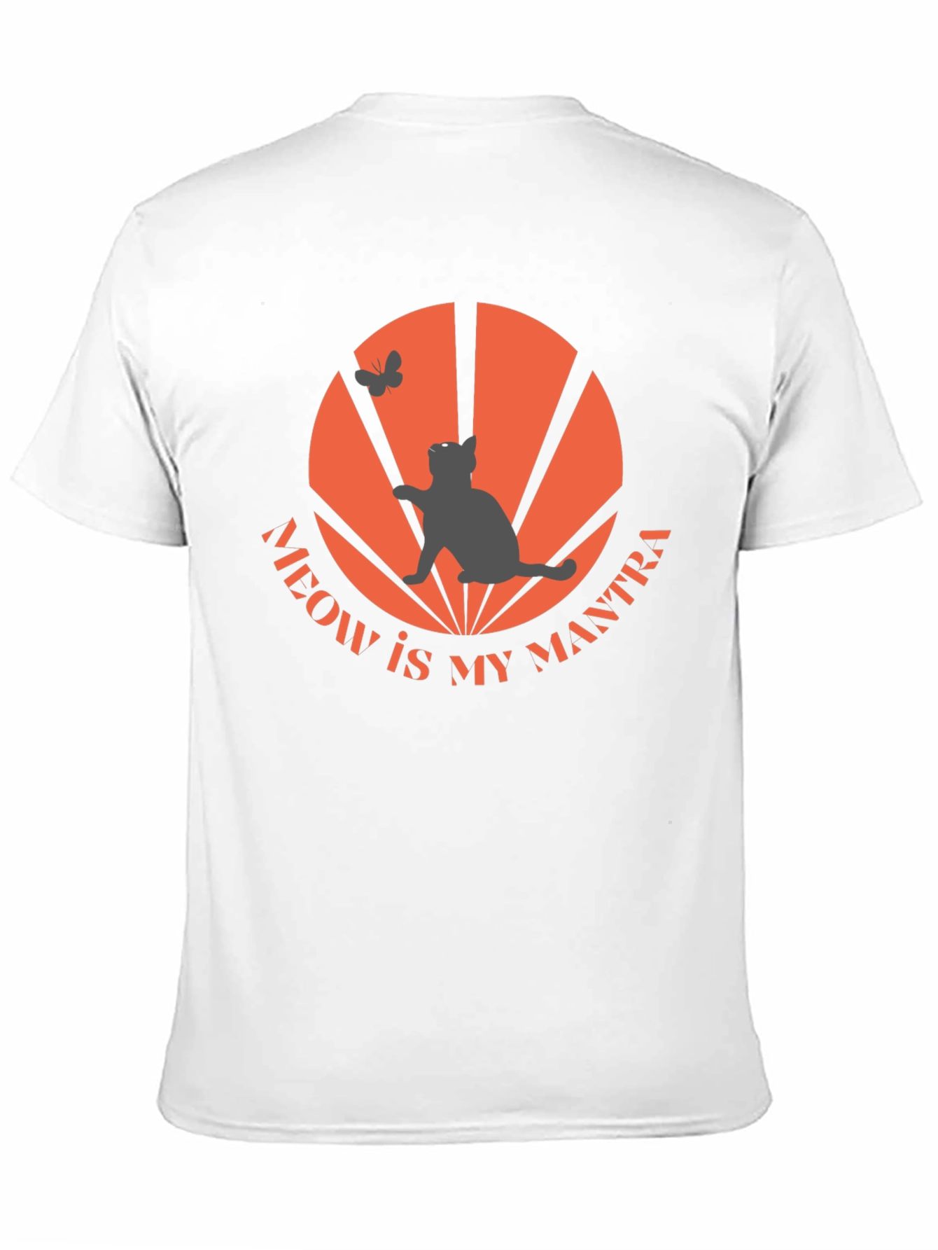 Black Meow Mantra Cat Graphic T-Shirt - Cool Design view 11