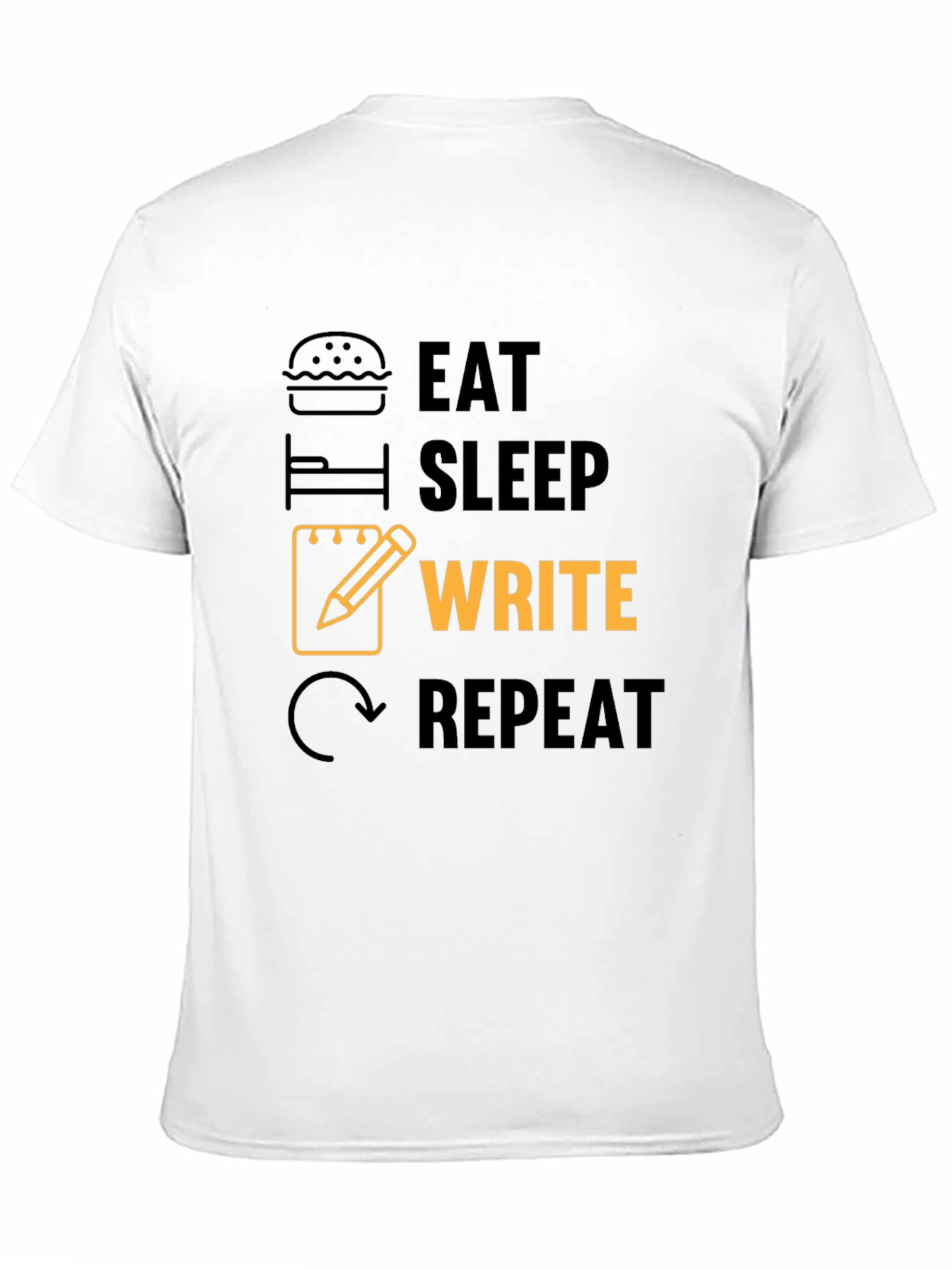 Black Eat Sleep Write Repeat Novelty T-Shirt view 11
