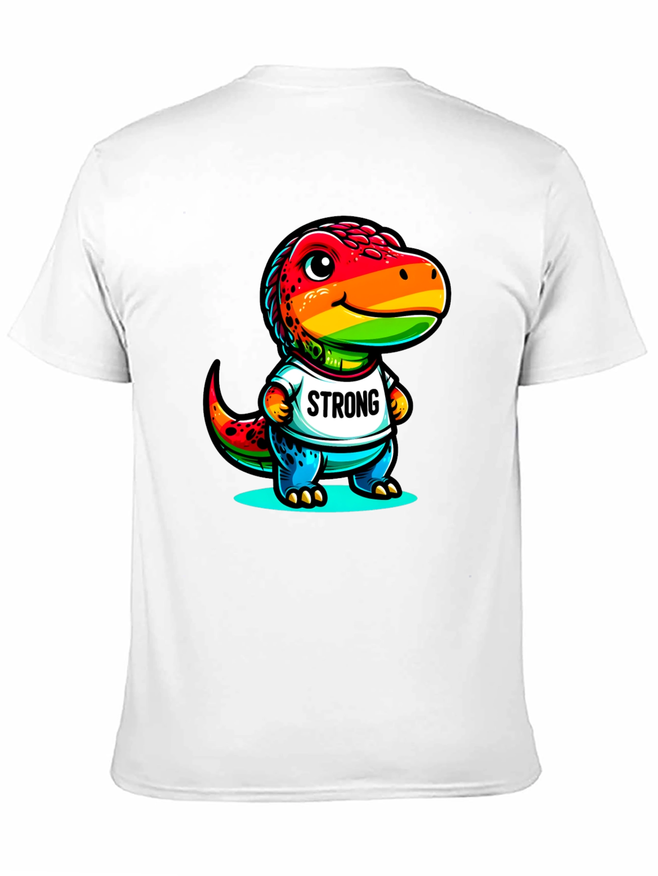Black Rainbow Dinosaur Strong T-Shirt view 11