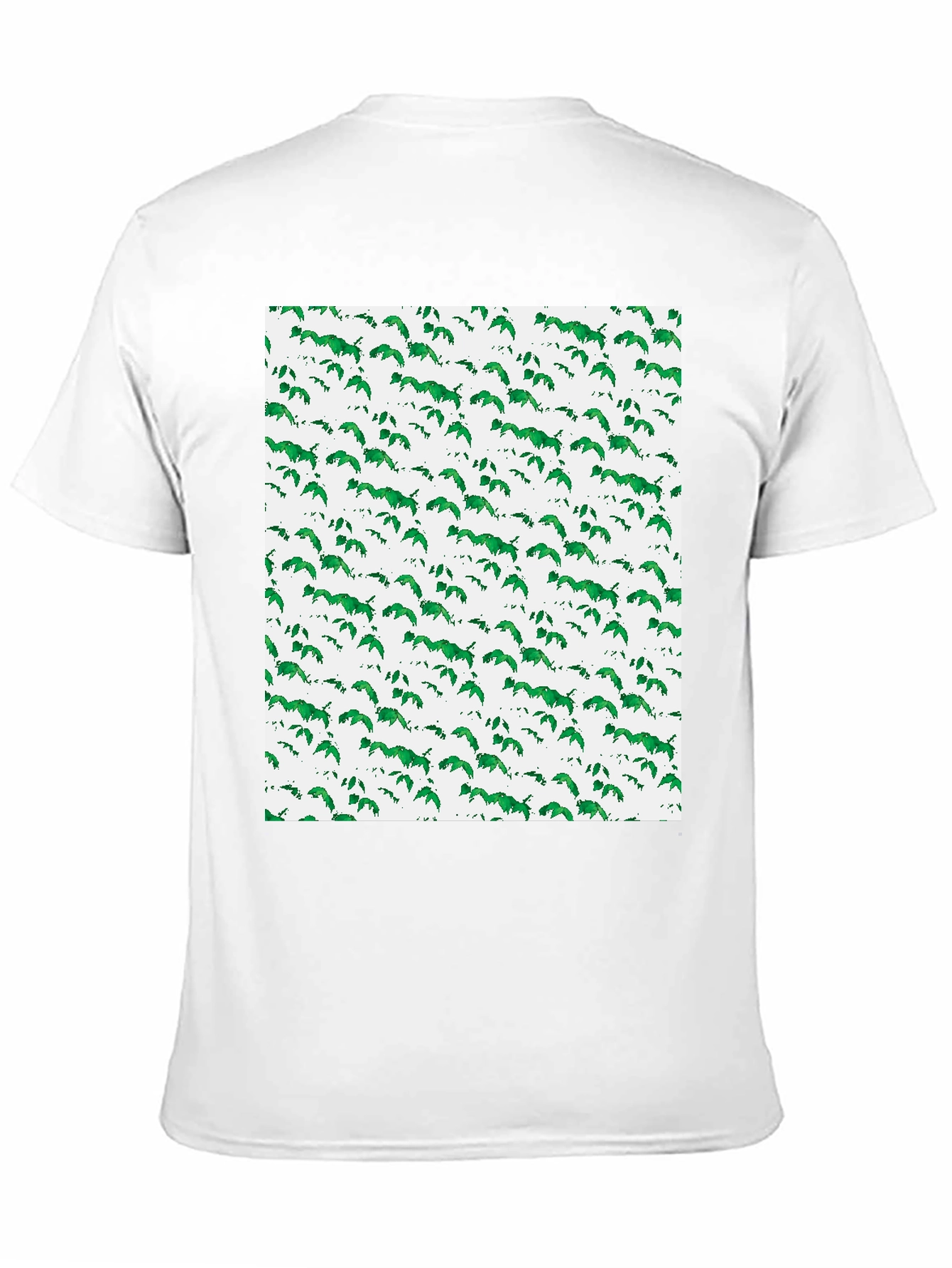 Black Green Leaf Pattern Black T-Shirt view 11