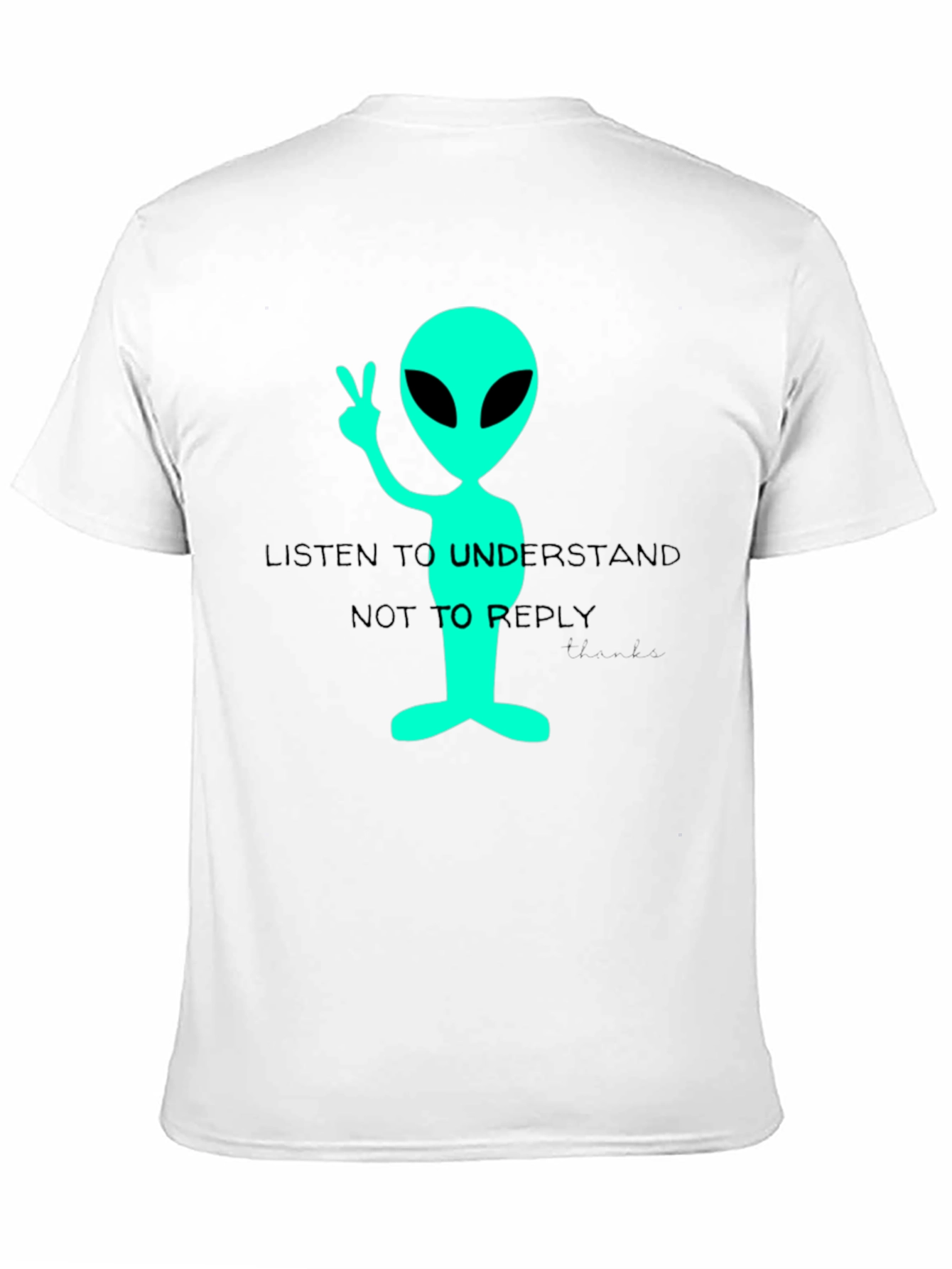 Black Alien Peace T-Shirt - Listen to Understand Tee view 11