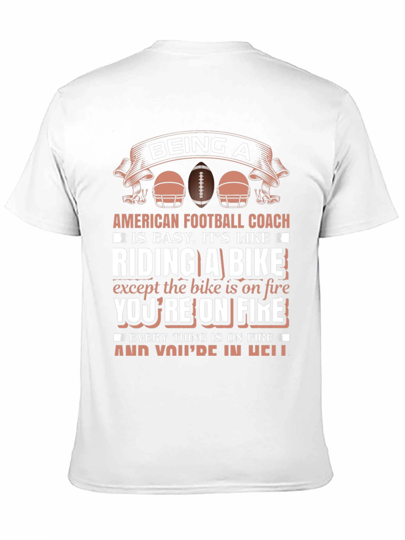 Black Football Coach T-Shirt: Riding a Bike on Fire view 11