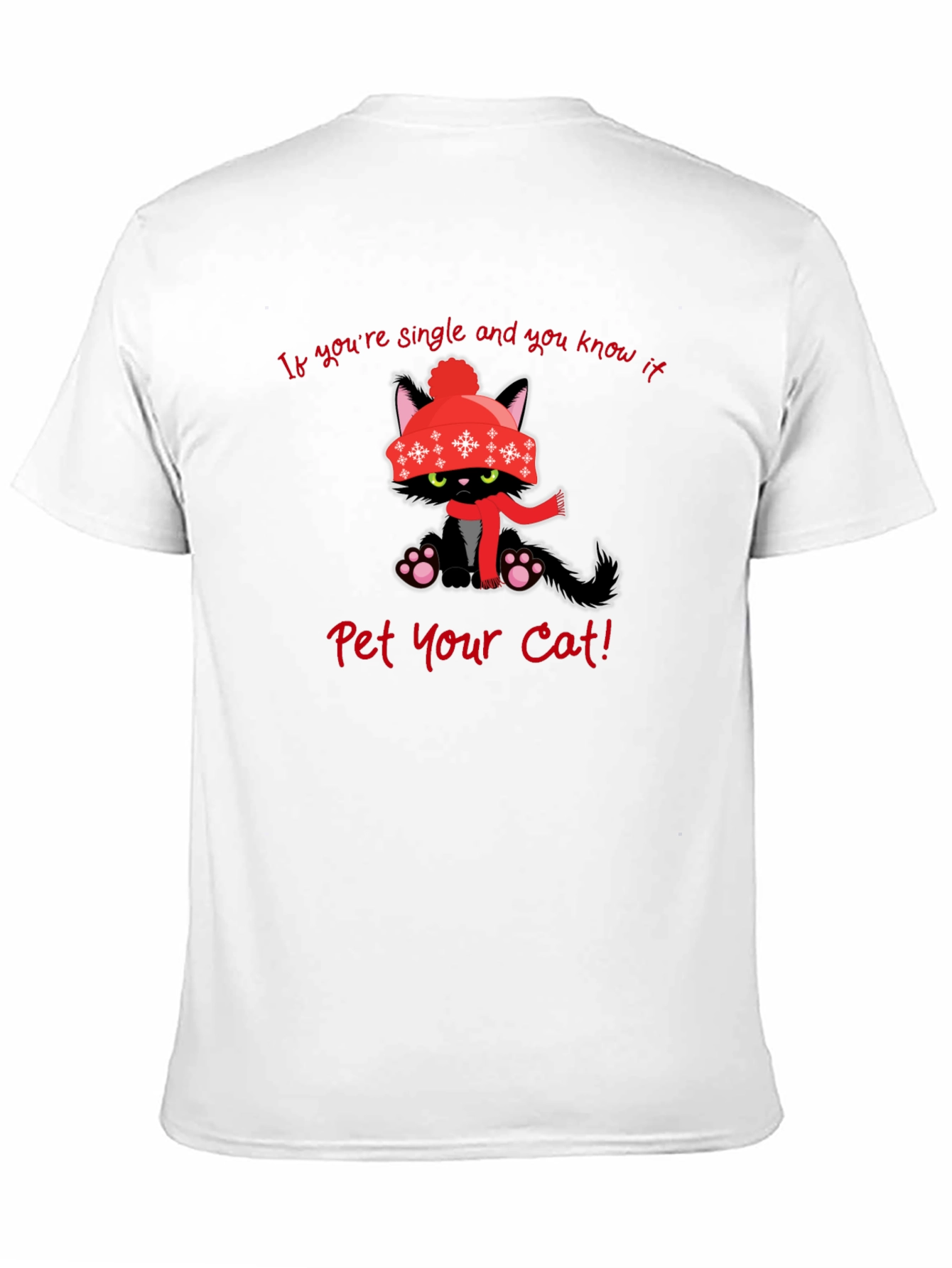 Black Single Cat Winter T-Shirt view 11