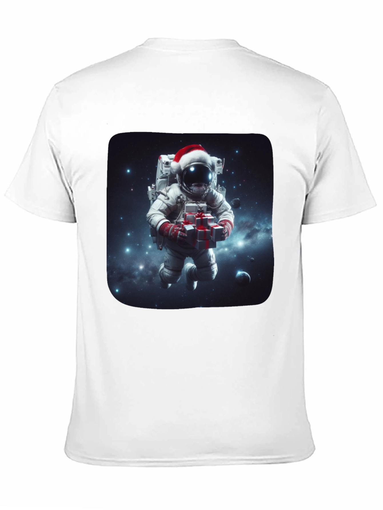 Black Festive Astronaut T-Shirt - Holiday Space Gift view 11