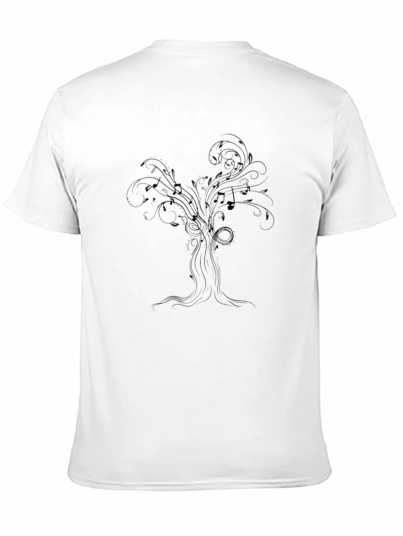 Black Music Notes Tree Graphic Tee - Black Cotton Blend T-Shirt view 11