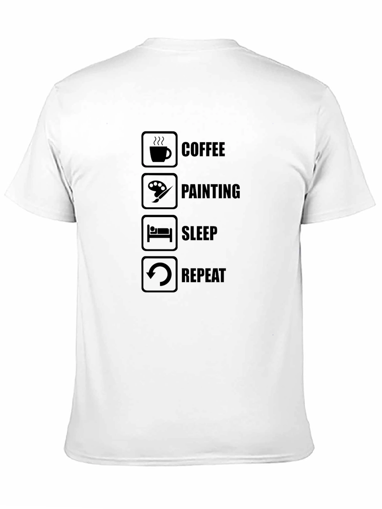 Black Coffee, Painting, Sleep, Repeat Black T-Shirt view 11