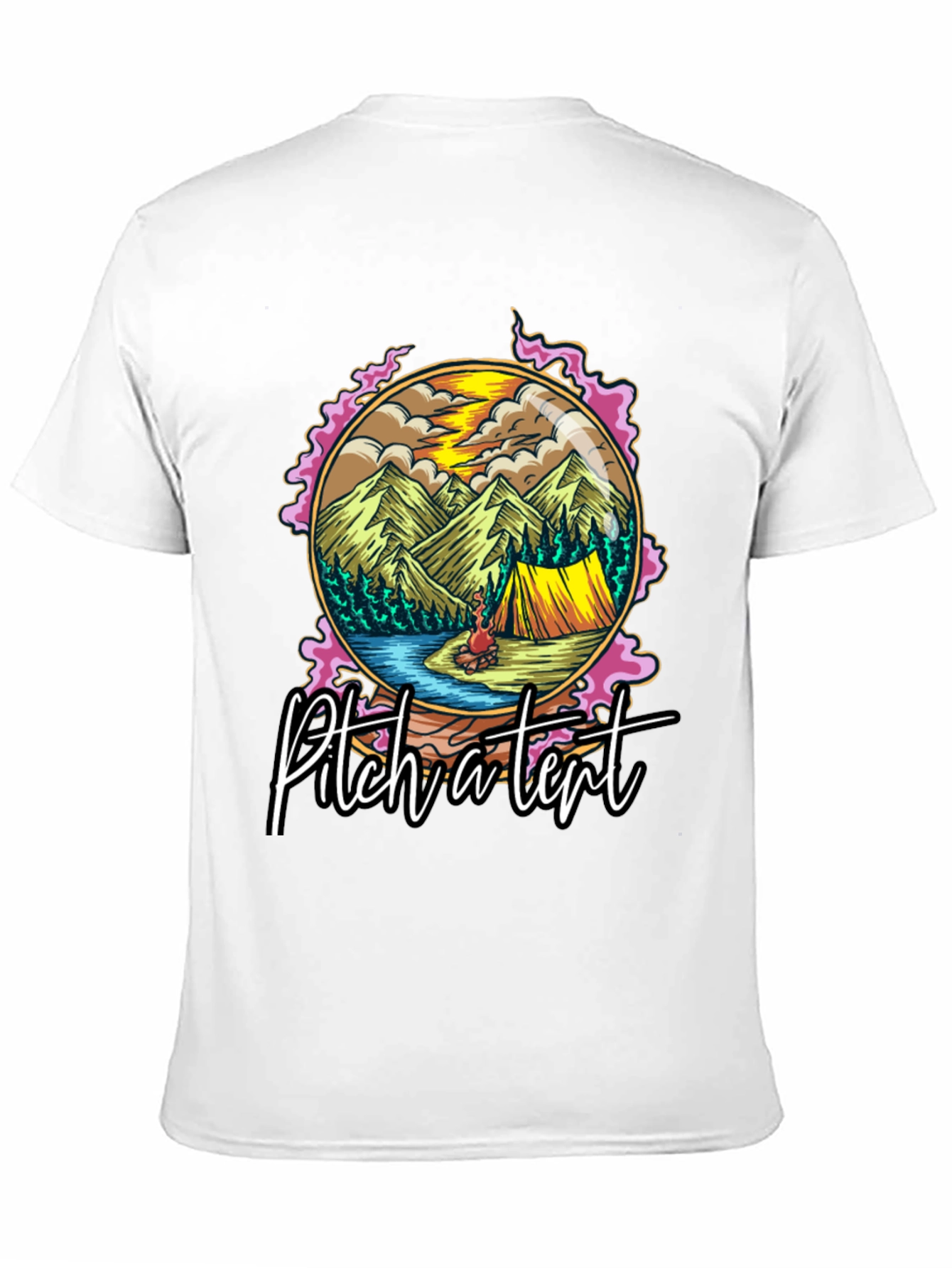 Black Pitch a Tent Graphic Tee - Camping Adventure T-Shirt view 11