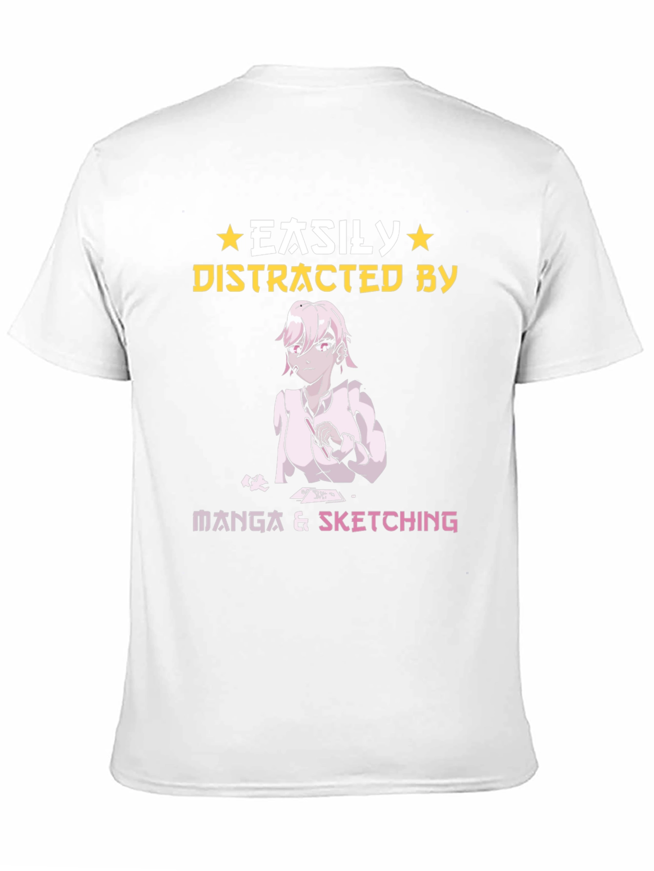 Black Easily Distracted by Manga & Sketching T-Shirt view 11