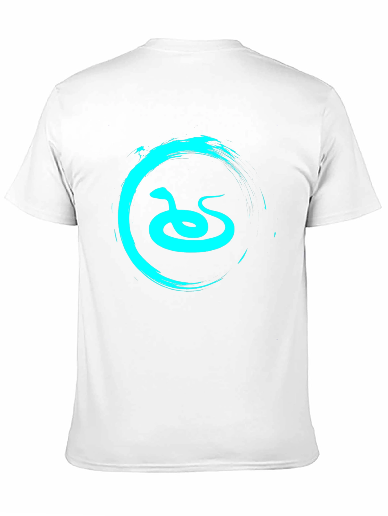 Black Men's Black T-Shirt with Teal Snake Graphic view 11