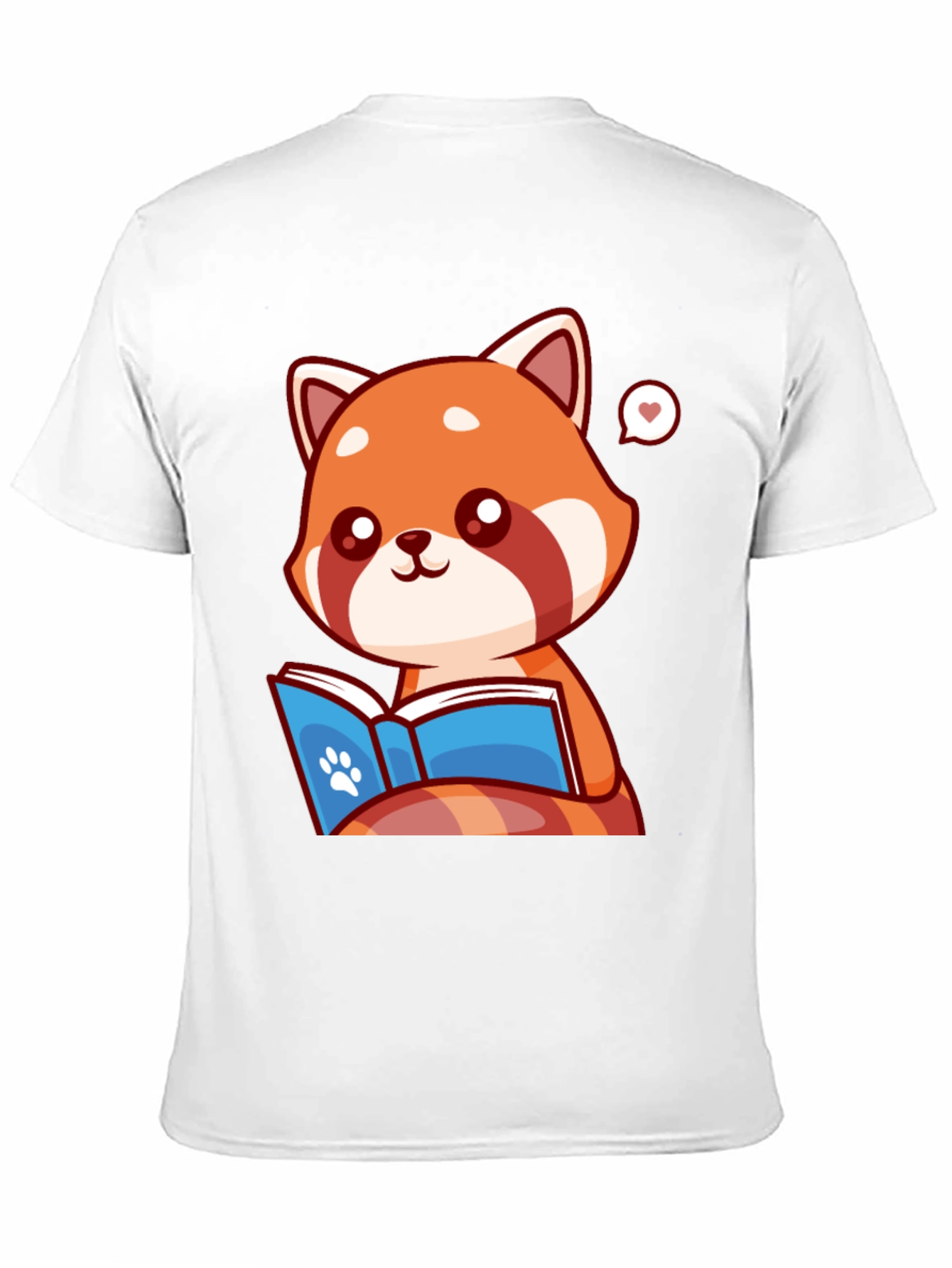 Black Cute Red Panda Reading Book Graphic Tee view 11