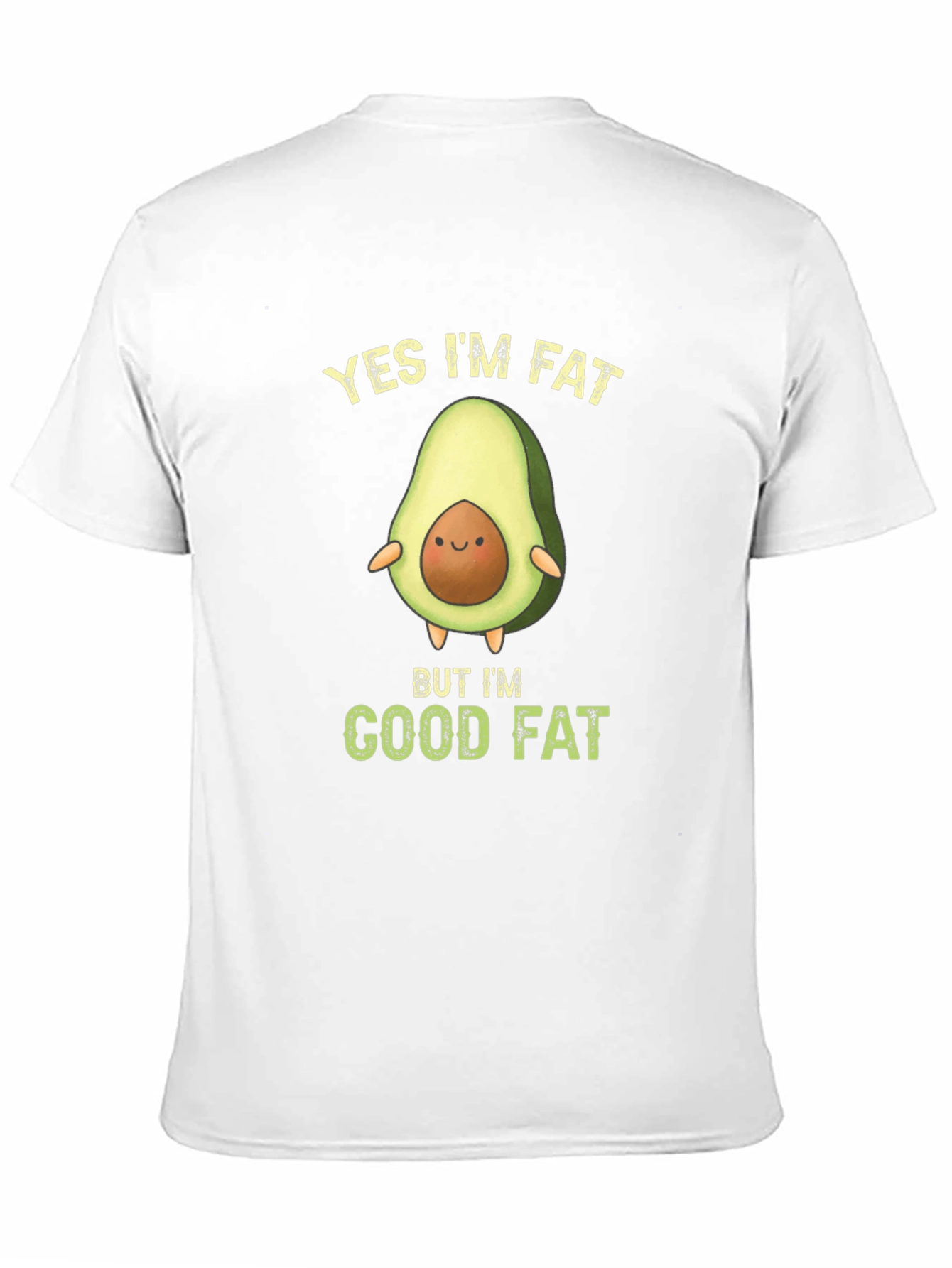 Black Funny Avocado T-Shirt - Yes I'm Fat Good Fat view 11