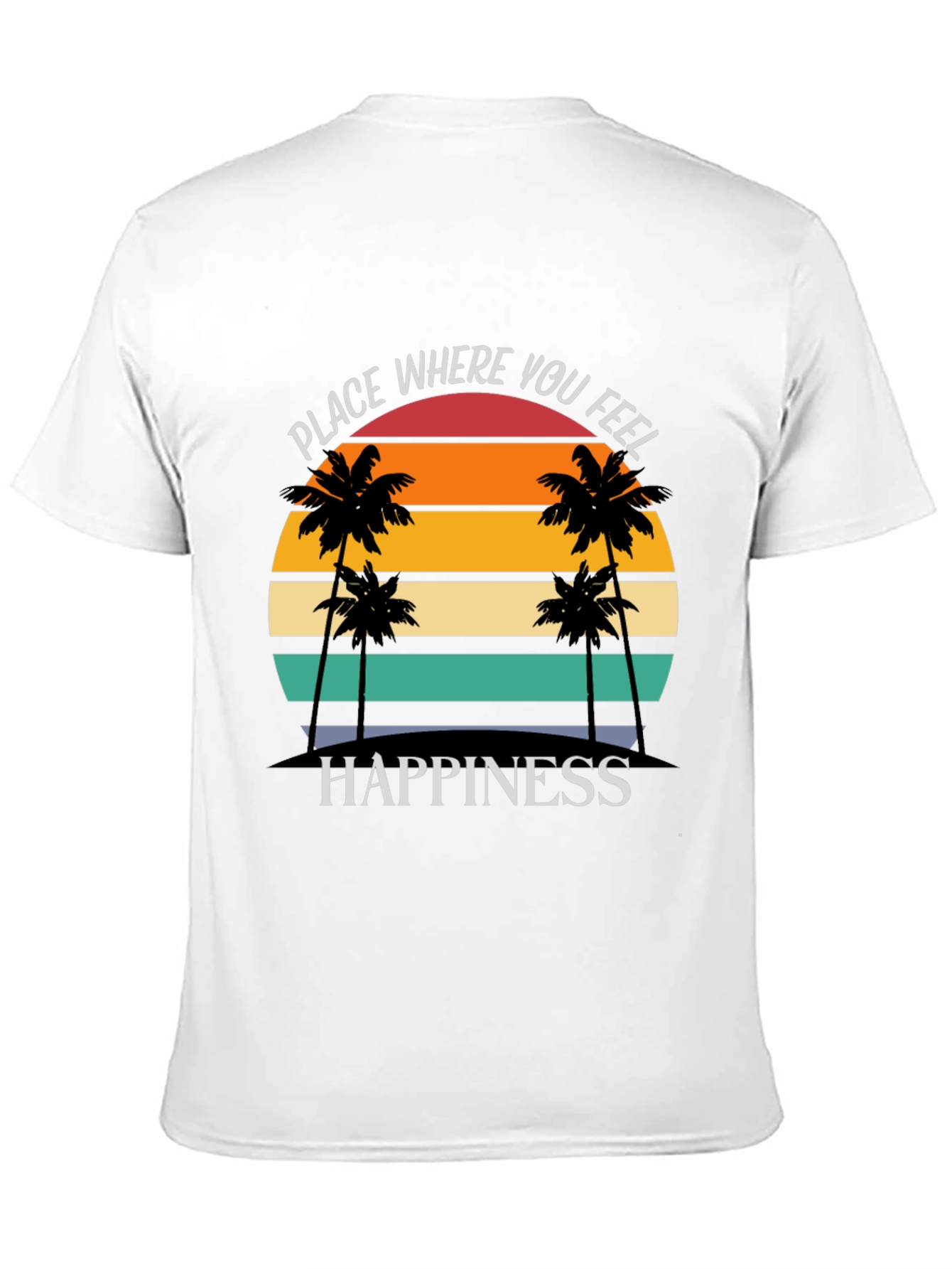 Black Tropical Sunset Happiness Graphic Tee view 11