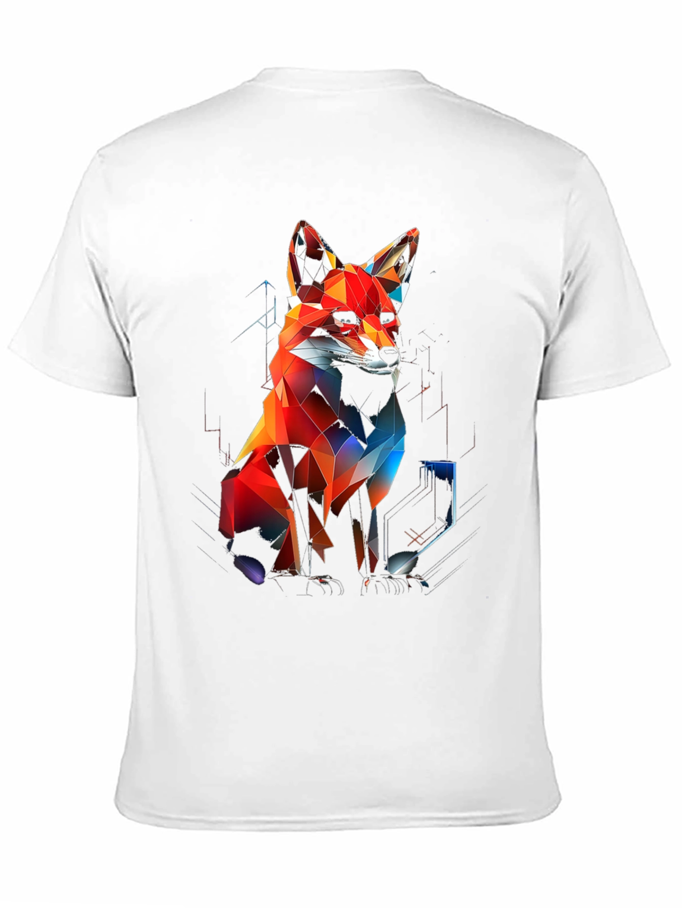 Black Geometric Fox Graphic Black T-Shirt view 11