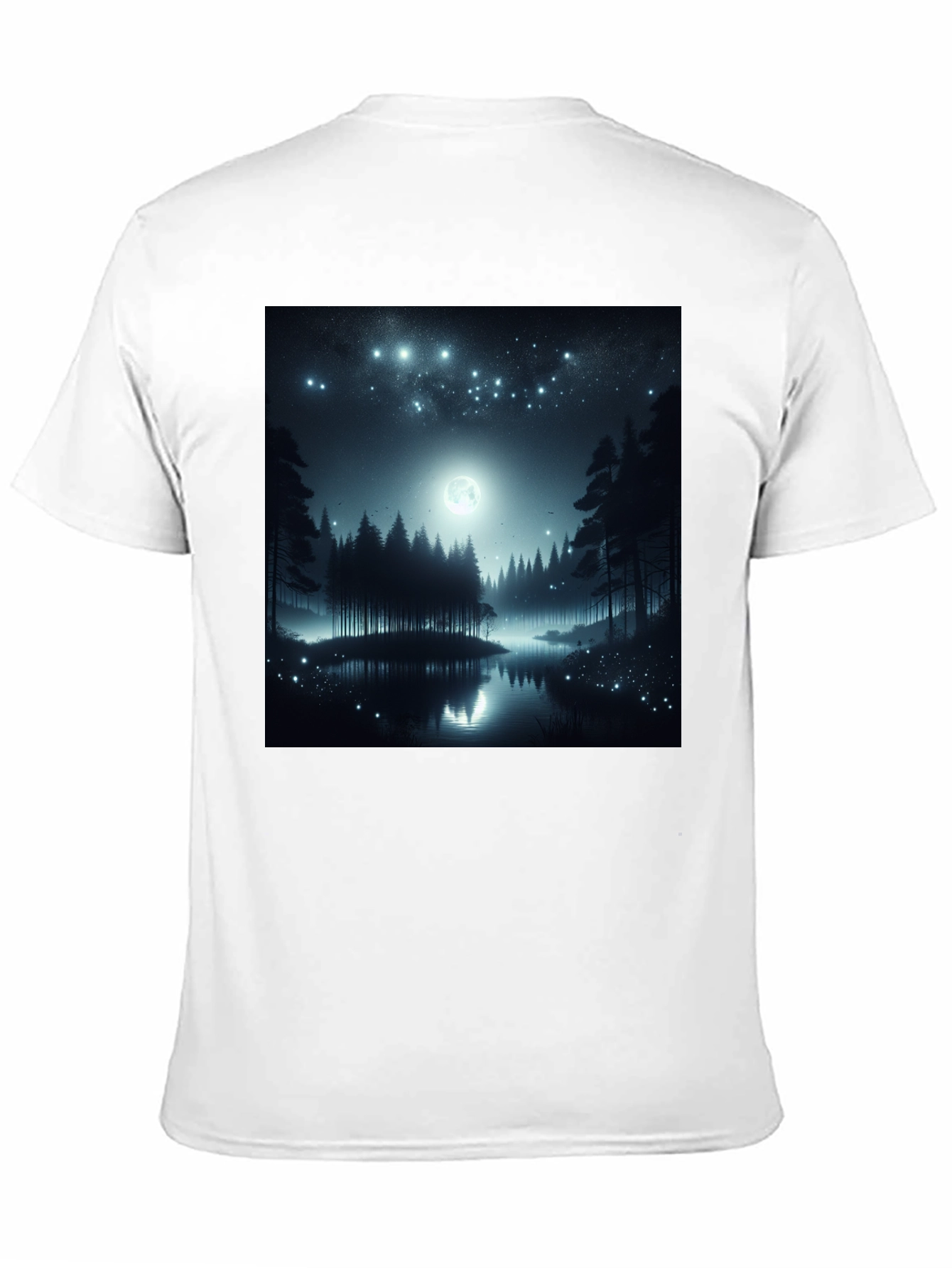 Black Mystic Night Forest T-Shirt view 11