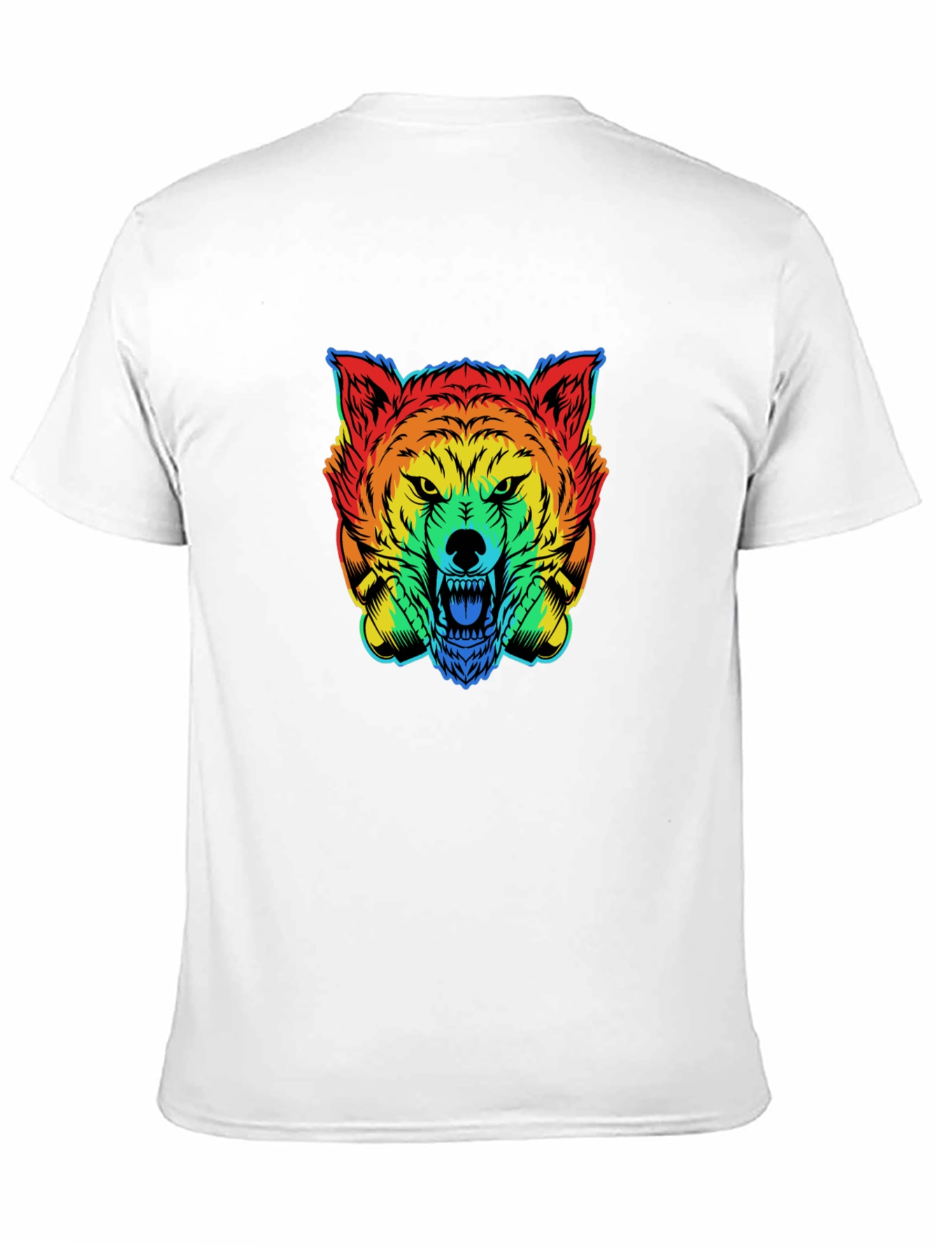Black Rainbow Wolf Graphic T-Shirt - Men's Black Tee view 11