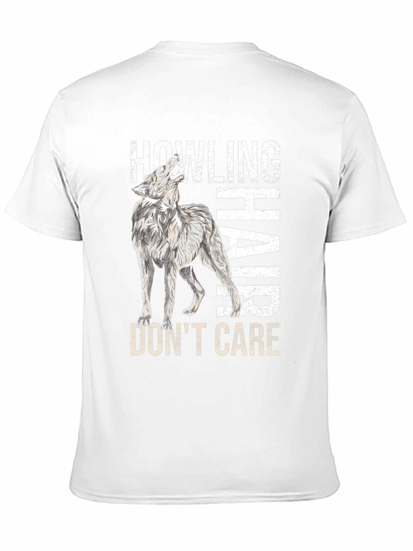 Black Howling Wolf Hair, Don't Care T-Shirt view 11