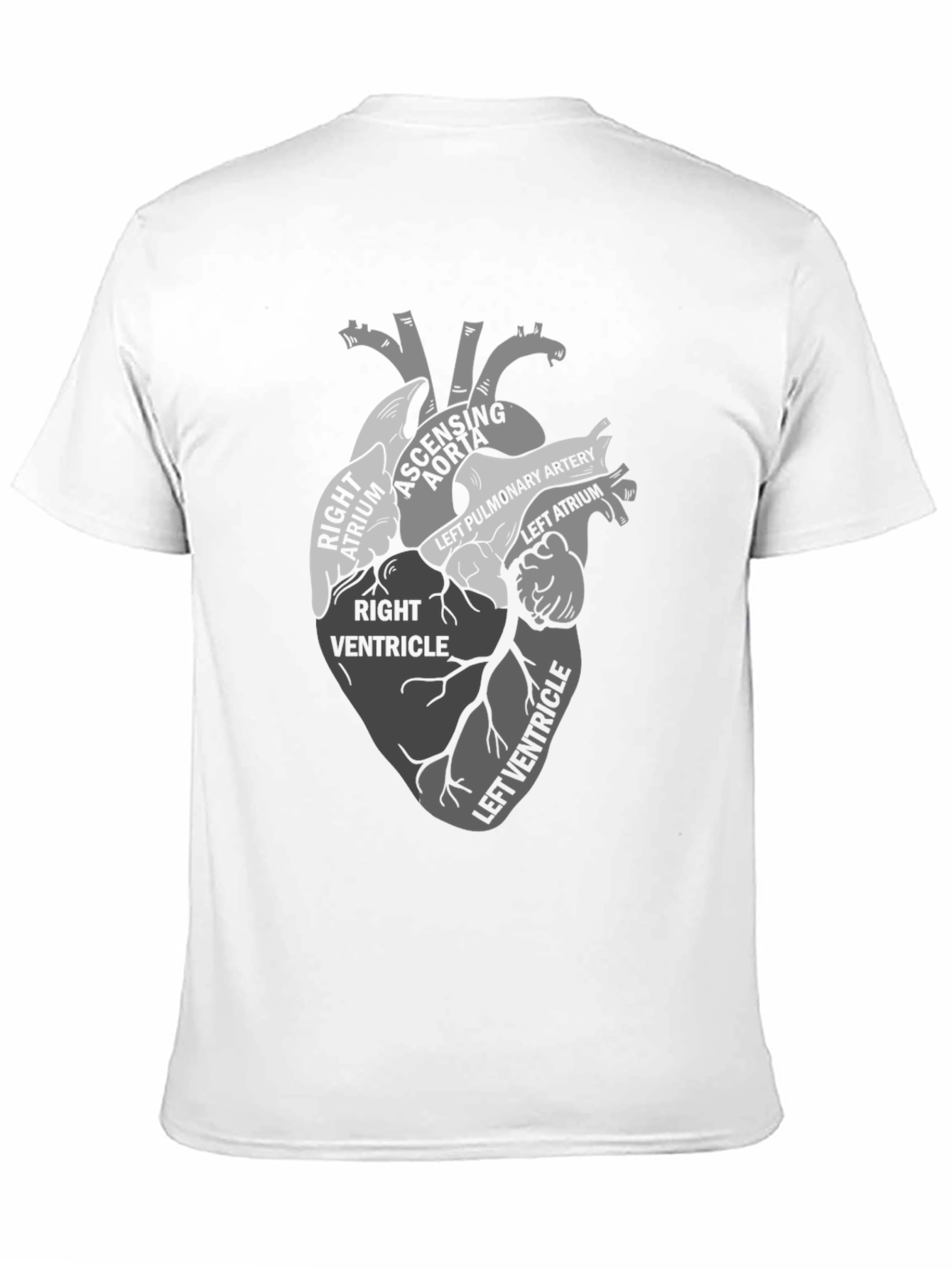 Black Anatomical Heart Diagram T-Shirt view 11