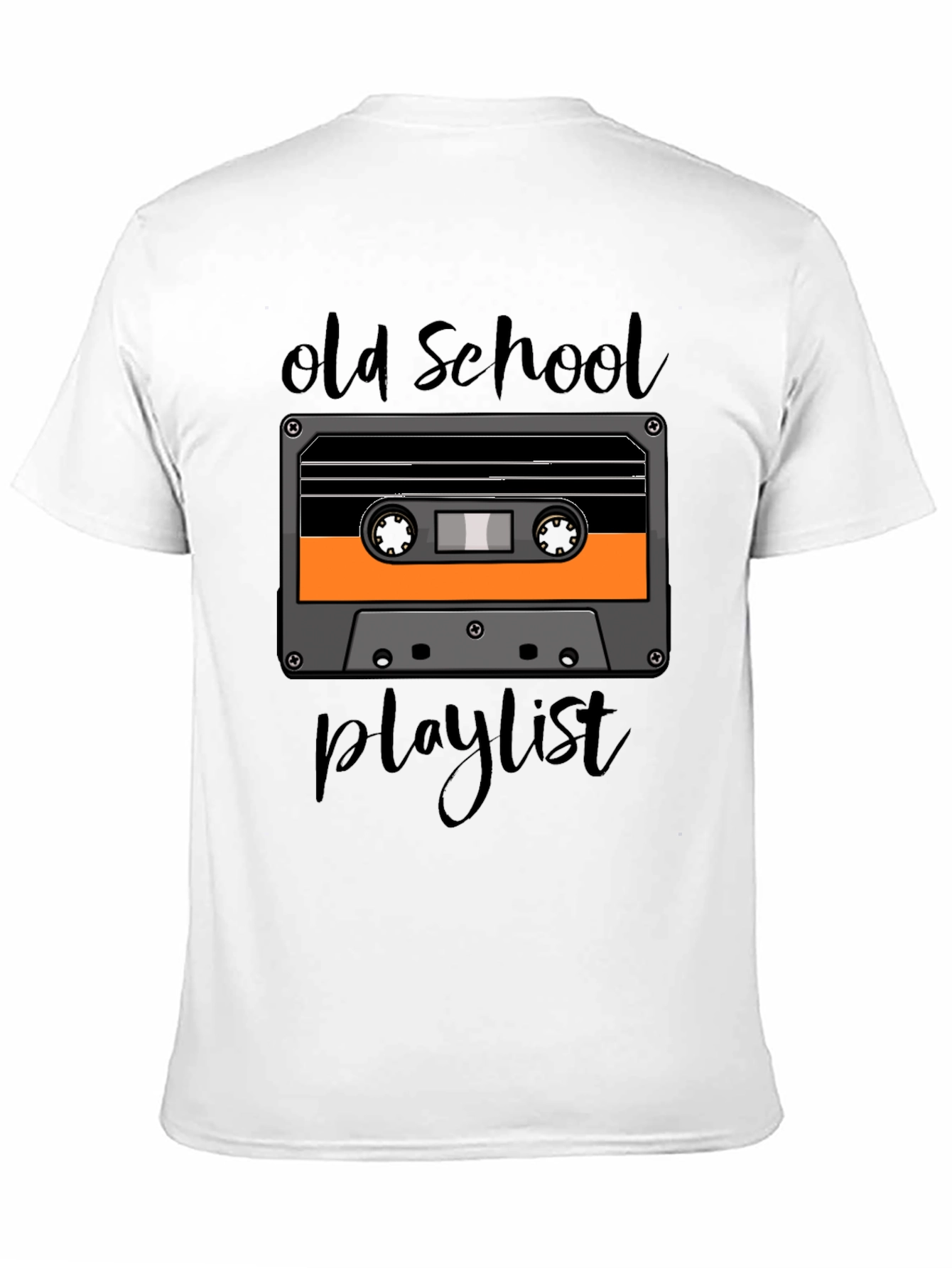 Black Old School Playlist Tee - Retro Cassette Graphic T-Shirt view 11