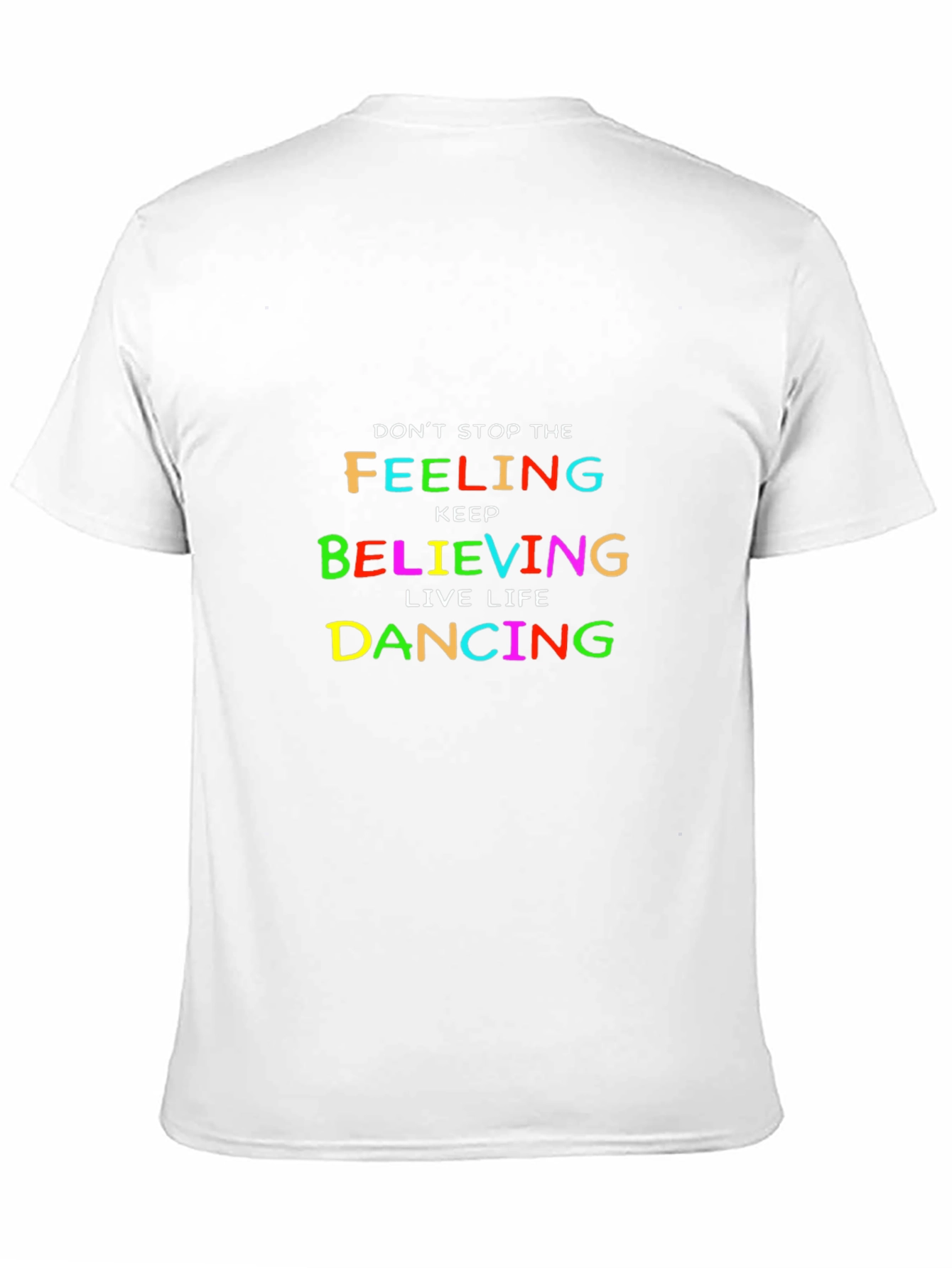 Black Colorful Inspirational Graphic Tee - Don't Stop Believing T-Shirt view 11
