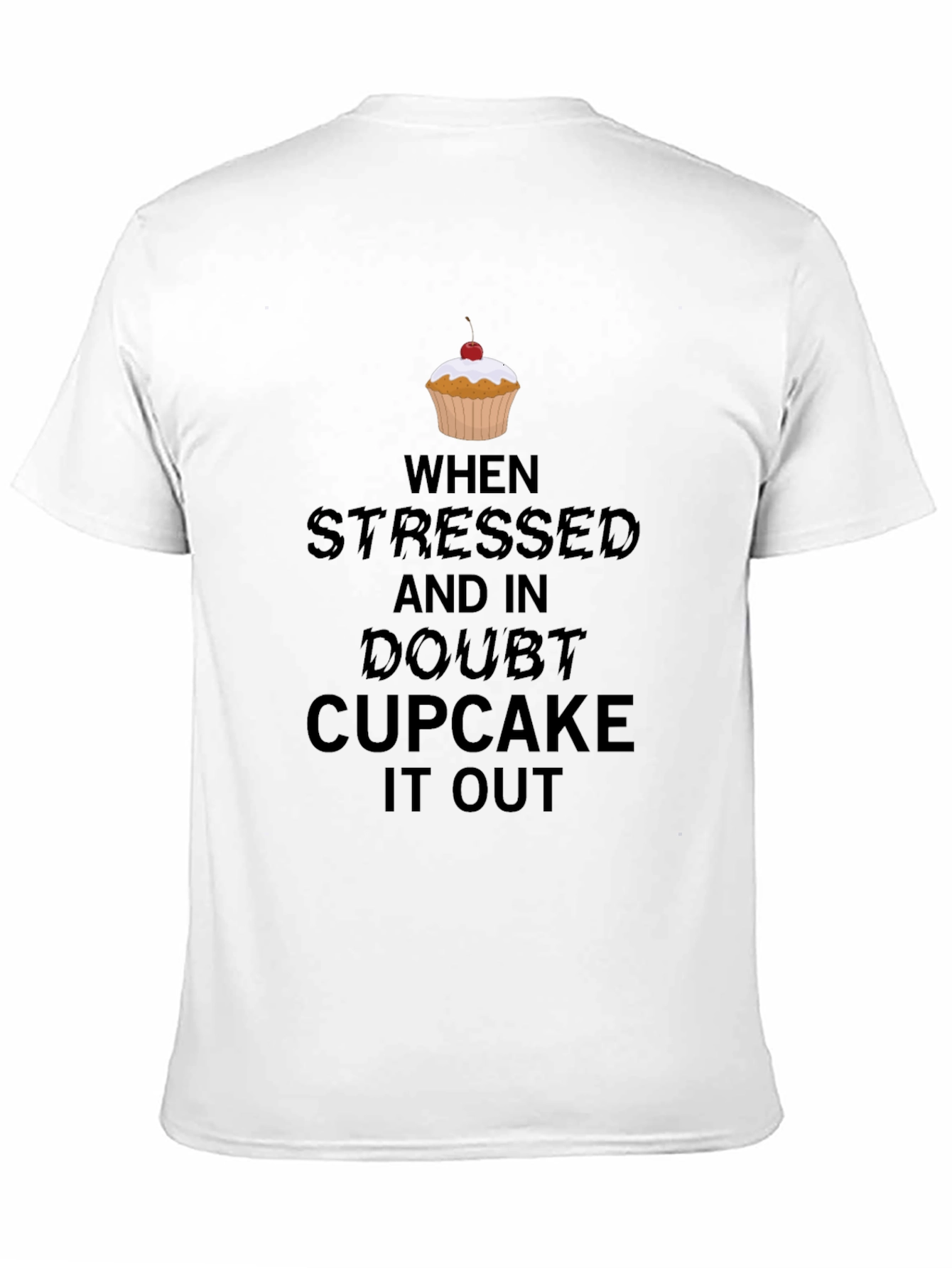 Black Stressed? Cupcake It Out Black Graphic Tee view 11