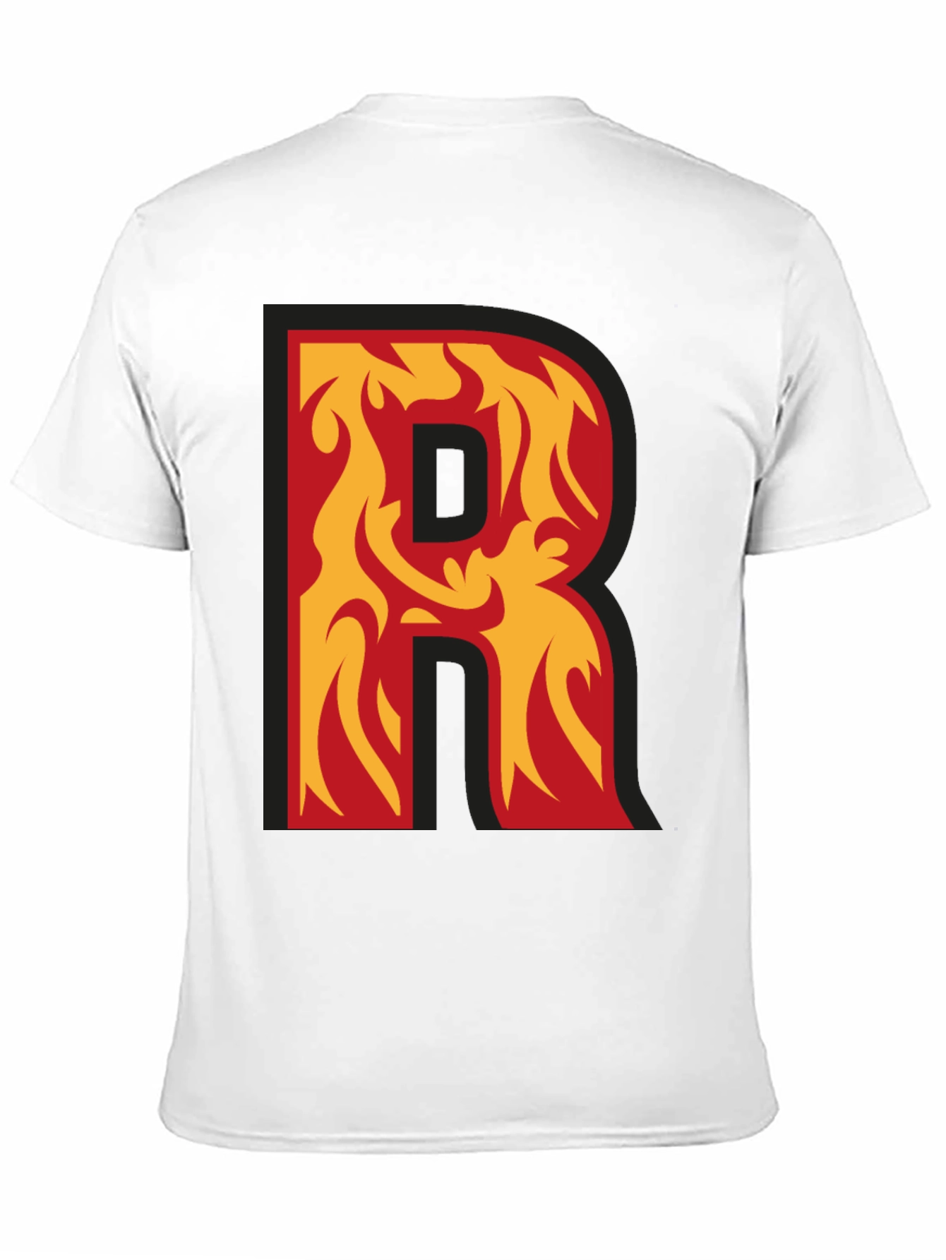 Black Flaming Letter R Graphic Tee - Cool Design! view 11