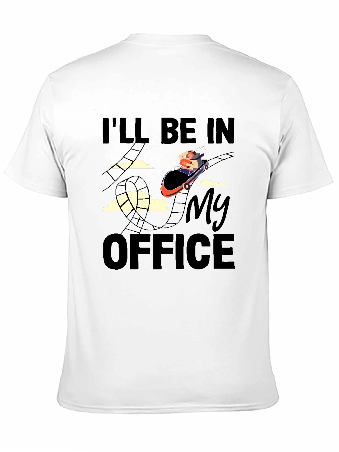 Black Roller Coaster Office T-Shirt - Thrill Ride Work Tee view 11