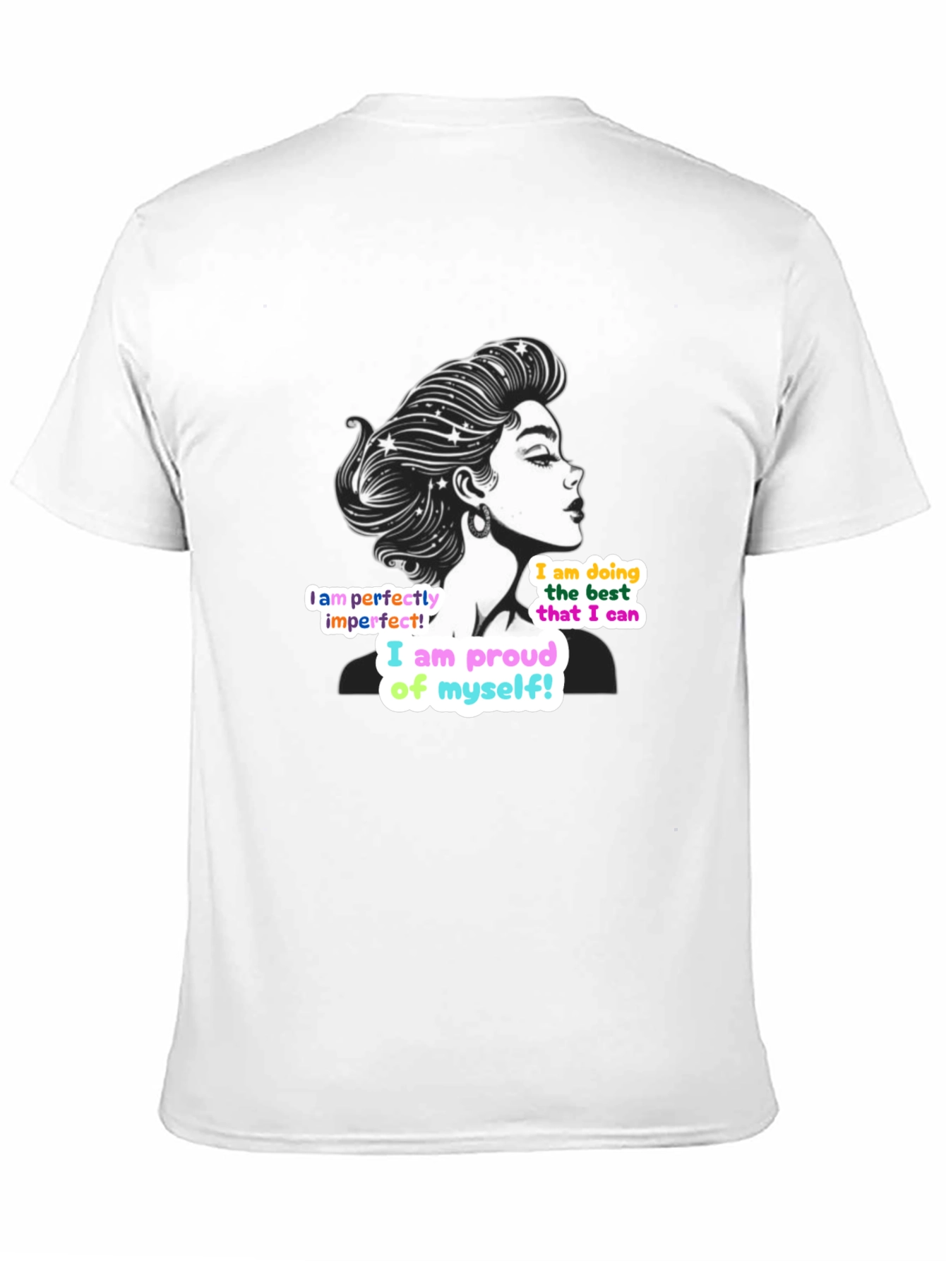 Black Empowering Woman T-Shirt: Perfectly Imperfect Design view 11