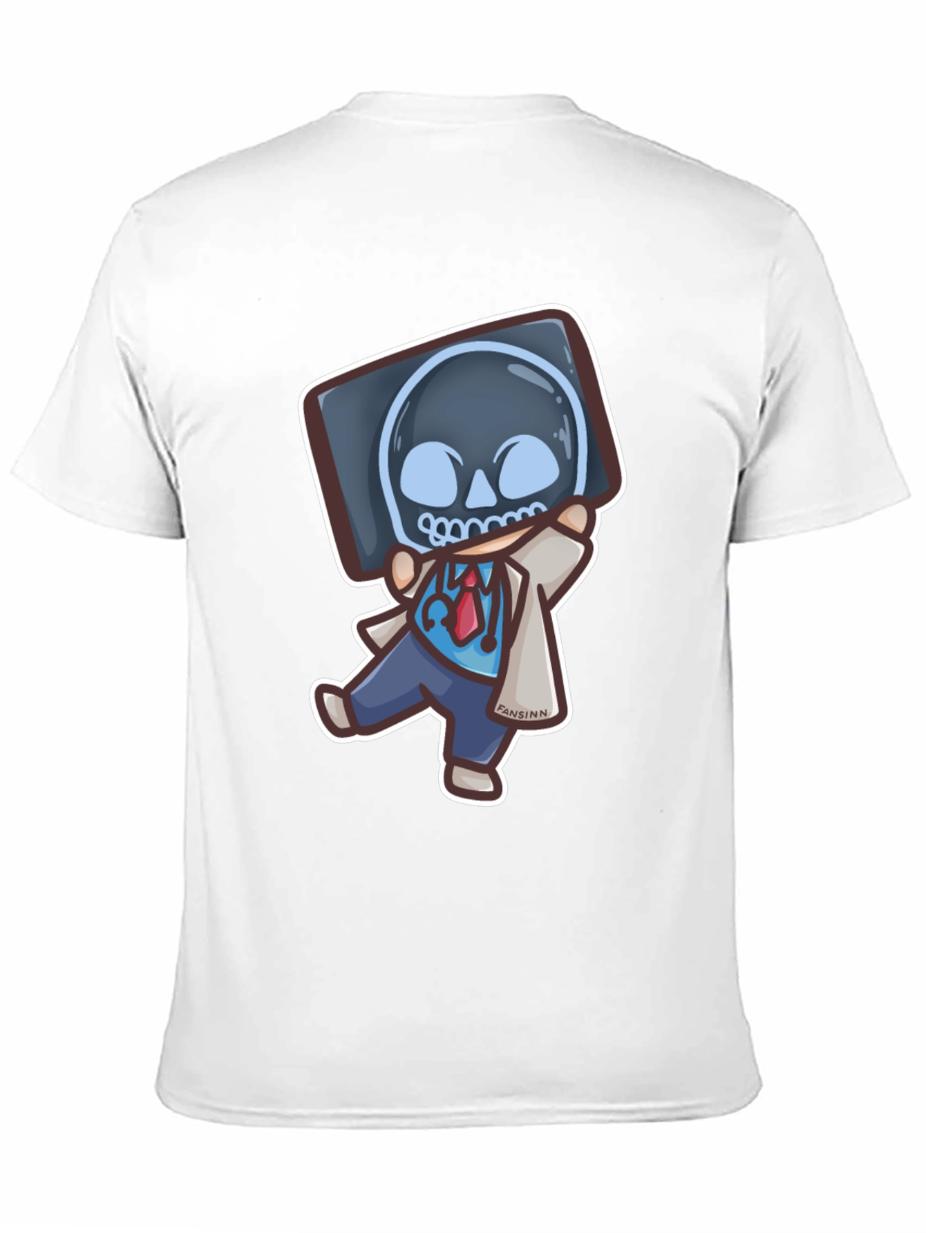 Black Funny Doctor X-Ray Skull T-Shirt view 11