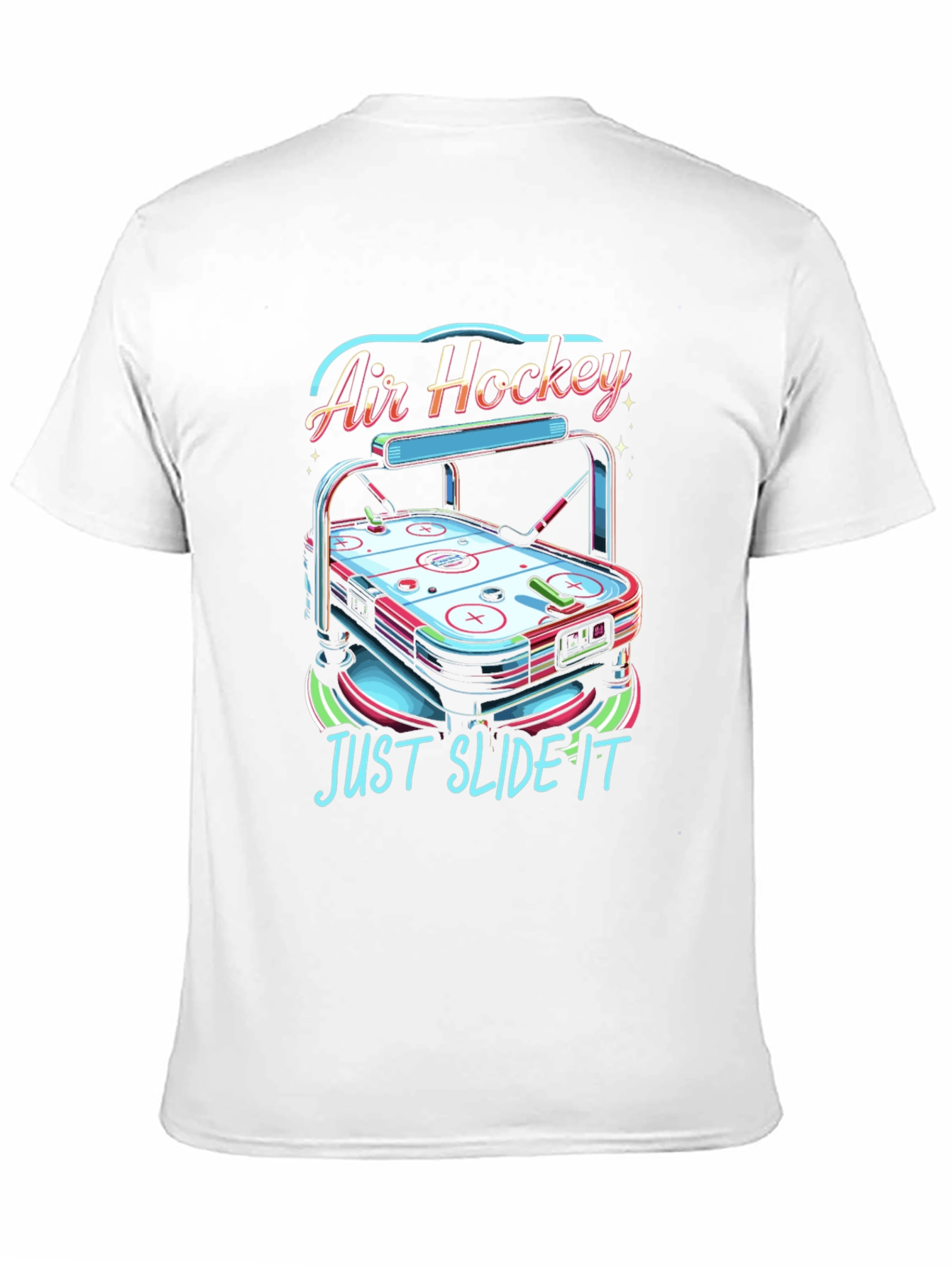 Black Air Hockey T-Shirt - "Just Slide It" Graphic Tee view 11