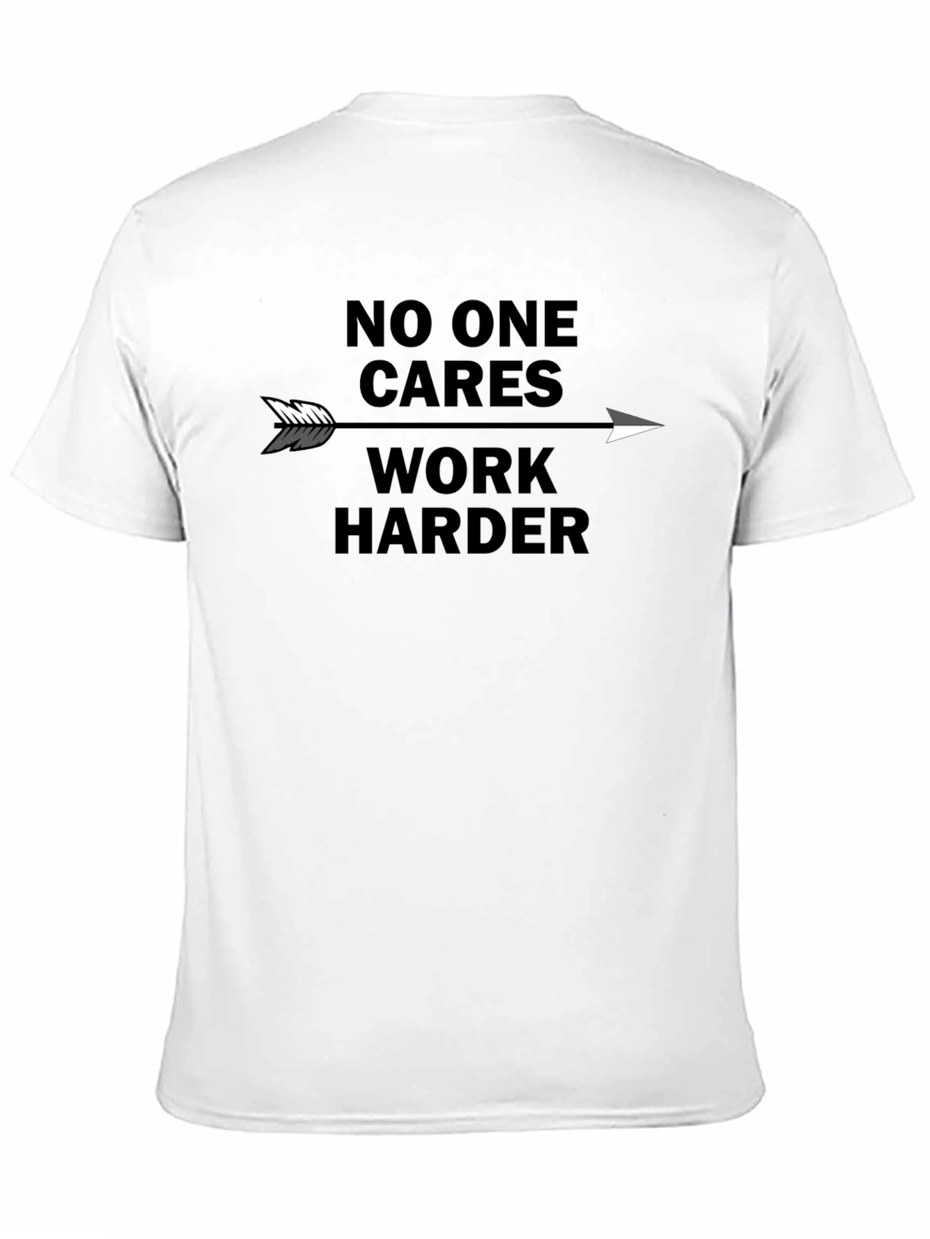 Black Motivational "No One Cares Work Harder" Graphic Tee view 11