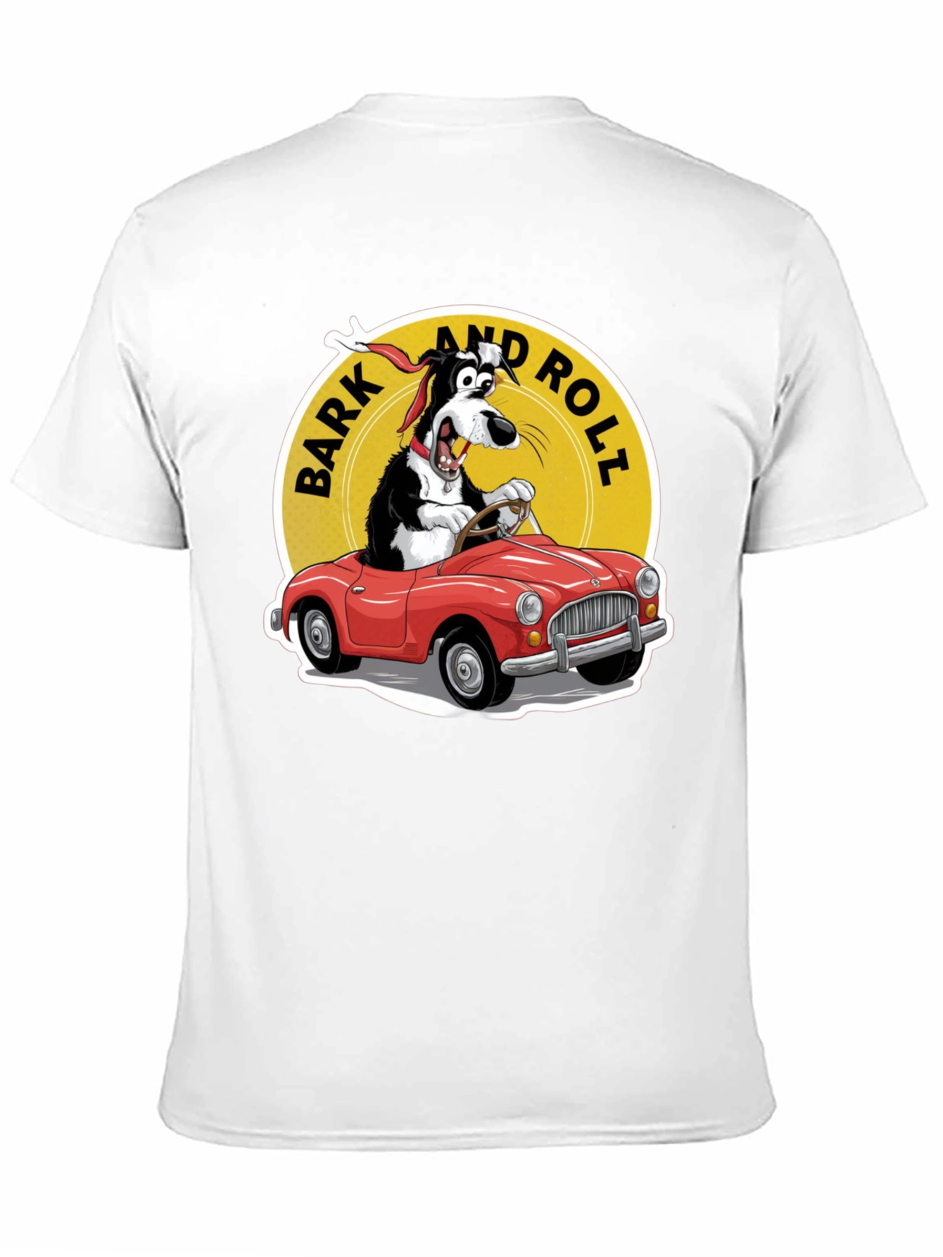 Black Bark and Roll T-Shirt - Dog Driving Car view 11