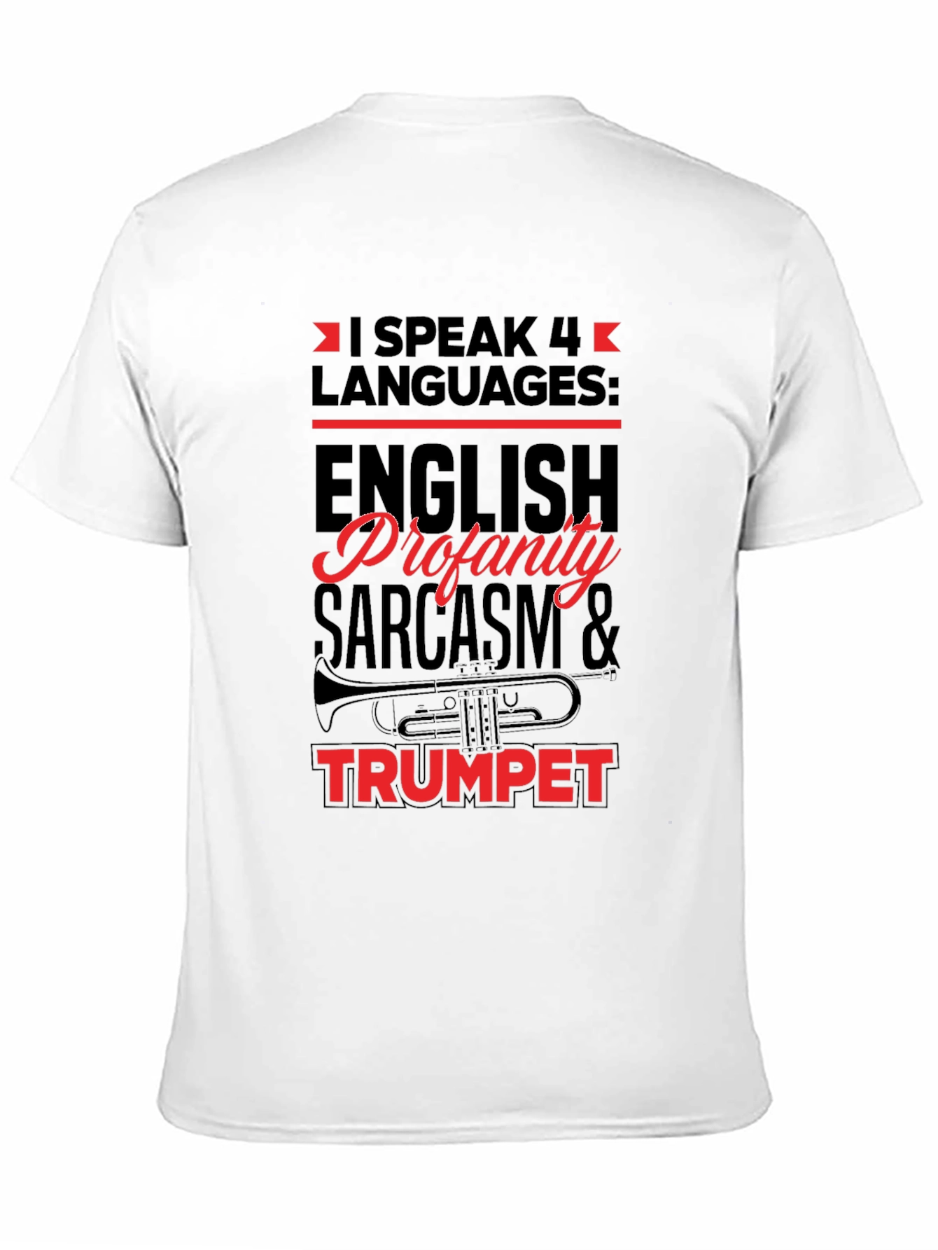 Black I Speak 4 Languages Trumpet Black T-Shirt view 11