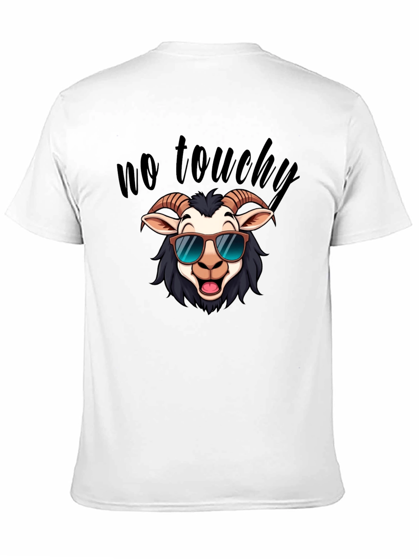 Black Cool Goat Graphic Tee - No Touchy Funny Shirt view 11