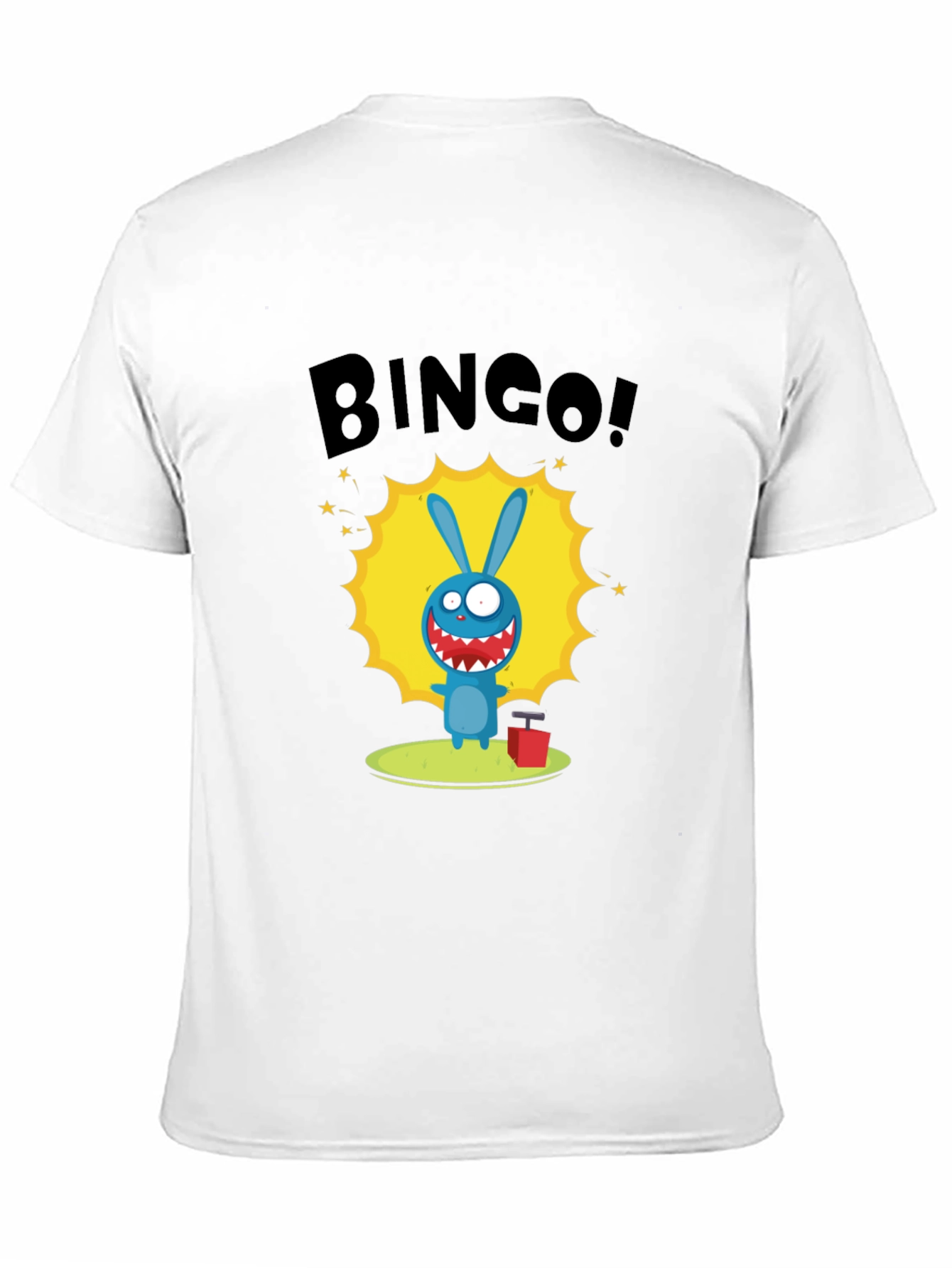 Black Bingo! Cartoon Bunny Graphic Print Black T-Shirt view 11