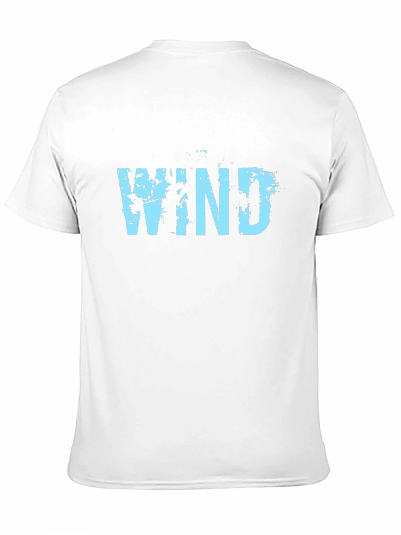 Black Men's Black Cotton Tee - Blue "Wind" Graphic view 11