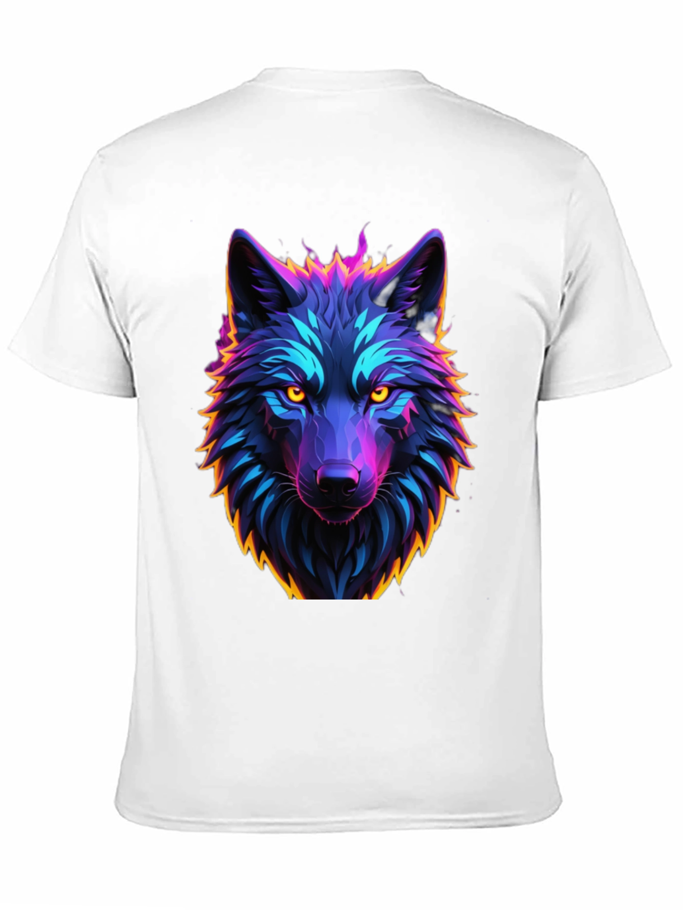 Black Neon Wolf Graphic Tee - Black Cotton view 11