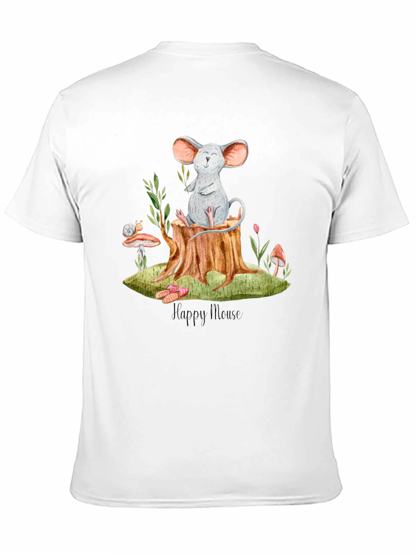 Black Happy Mouse Graphic Tee - Black Cotton T-Shirt view 11