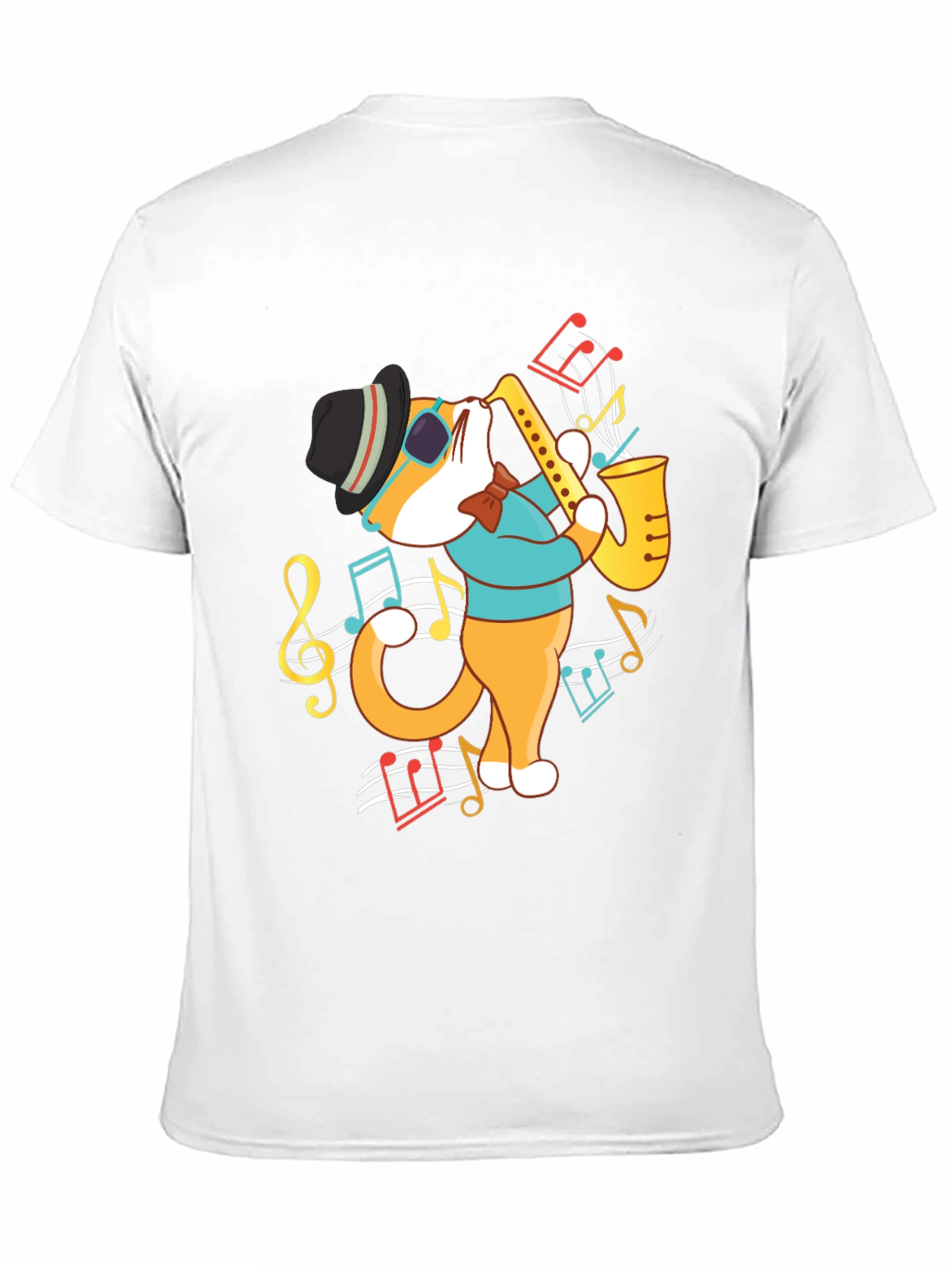 Black Cool Cat Saxophone Graphic T-Shirt view 11