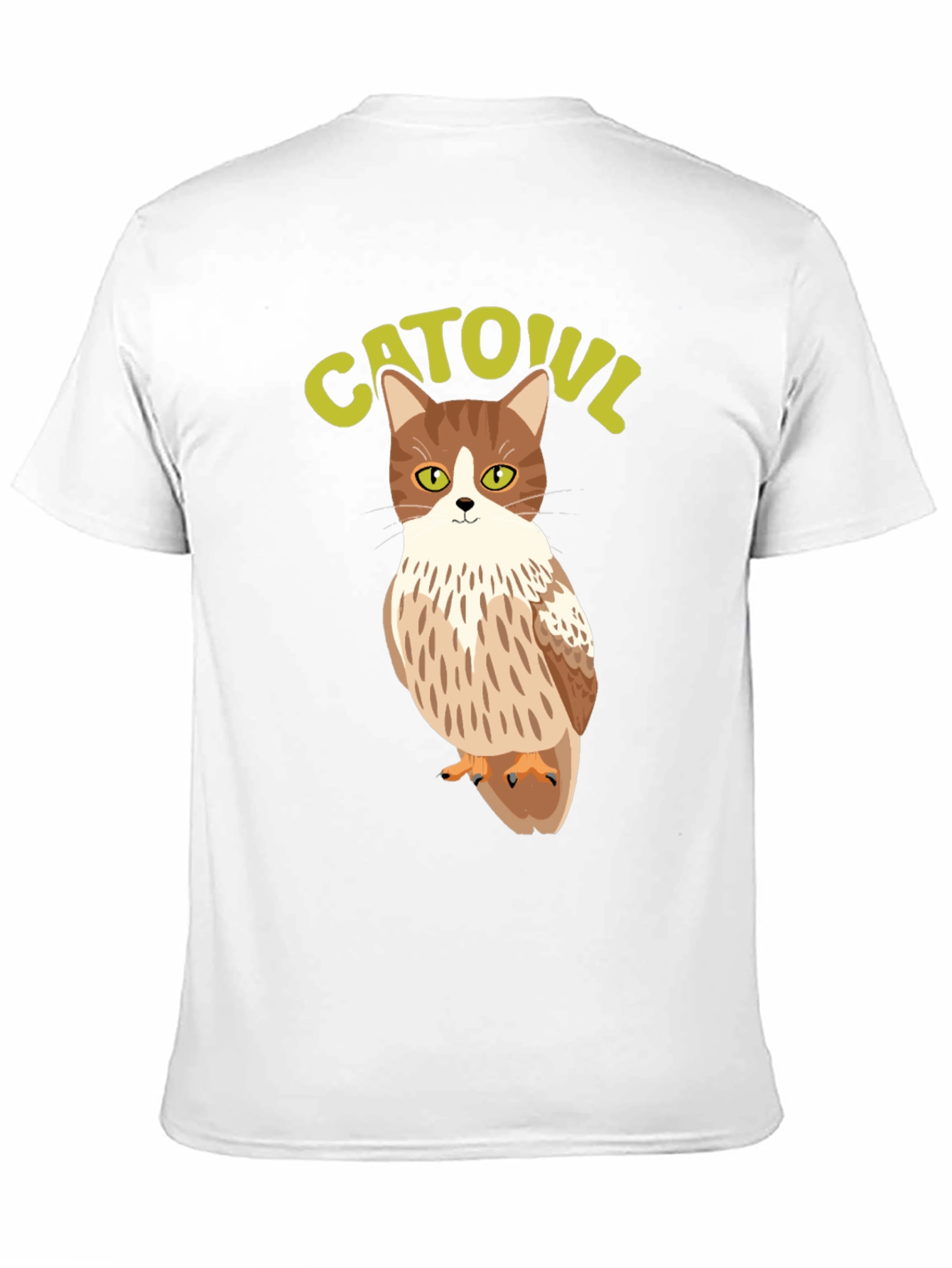 Black CATOUL T-Shirt - Cat Owl Hybrid Graphic Tee view 11