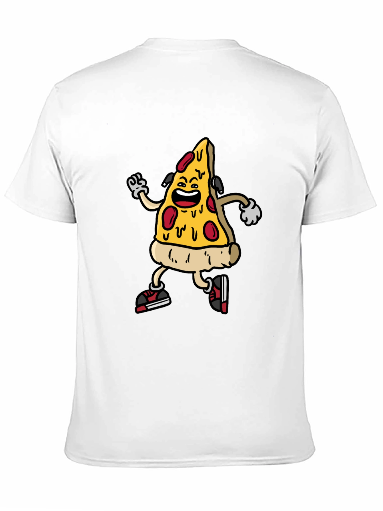 Black Cartoon Pizza Slice Graphic Tee - Black Cotton Blend Shirt view 11