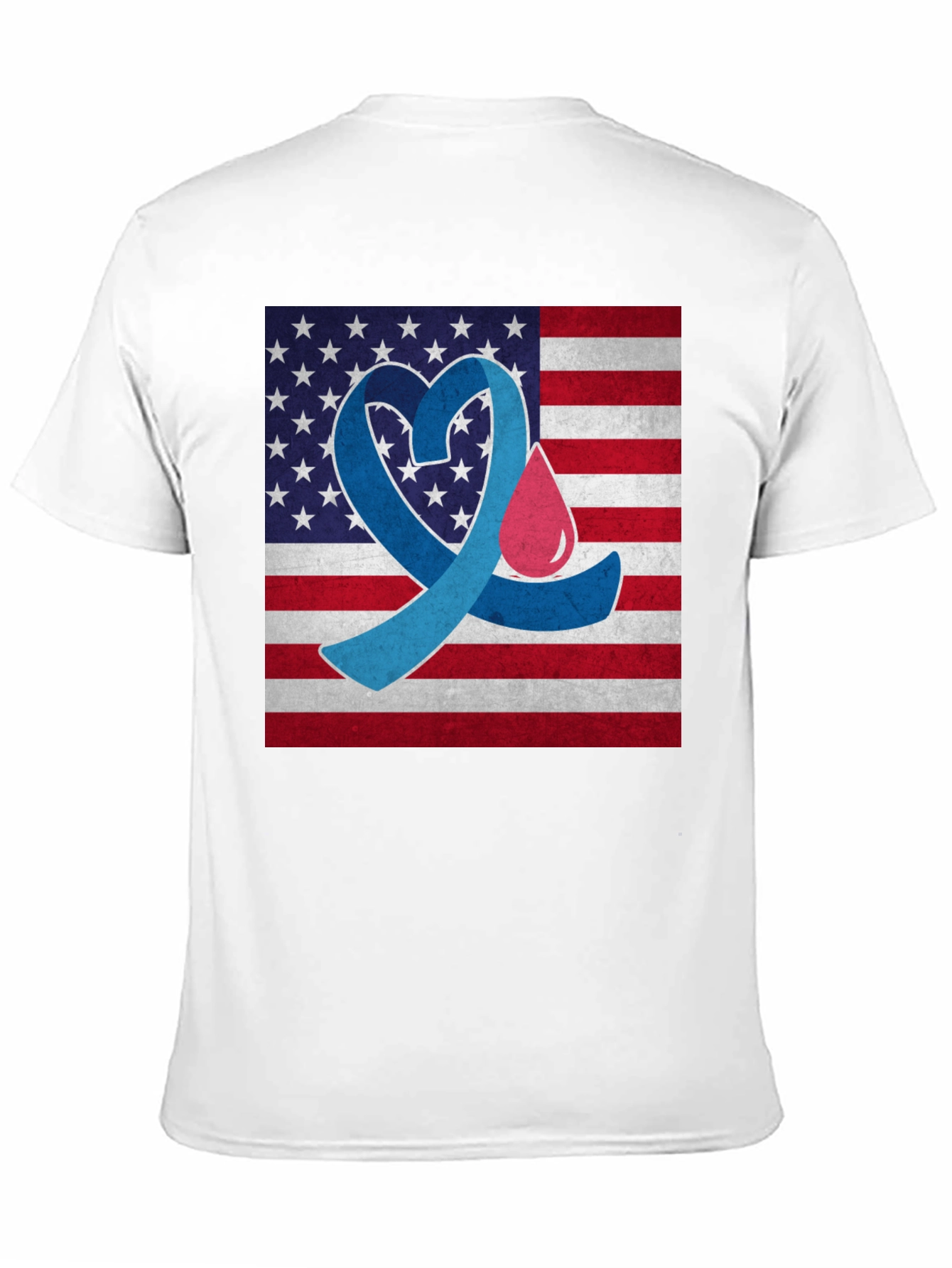 Black Diabetes Awareness USA Flag Heart T-Shirt view 11