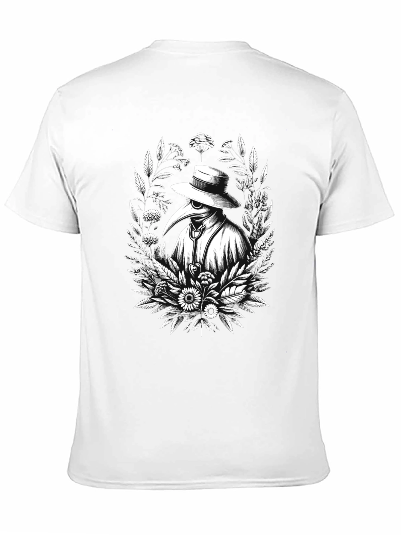 Black Plague Doctor Floral Black T-Shirt view 11