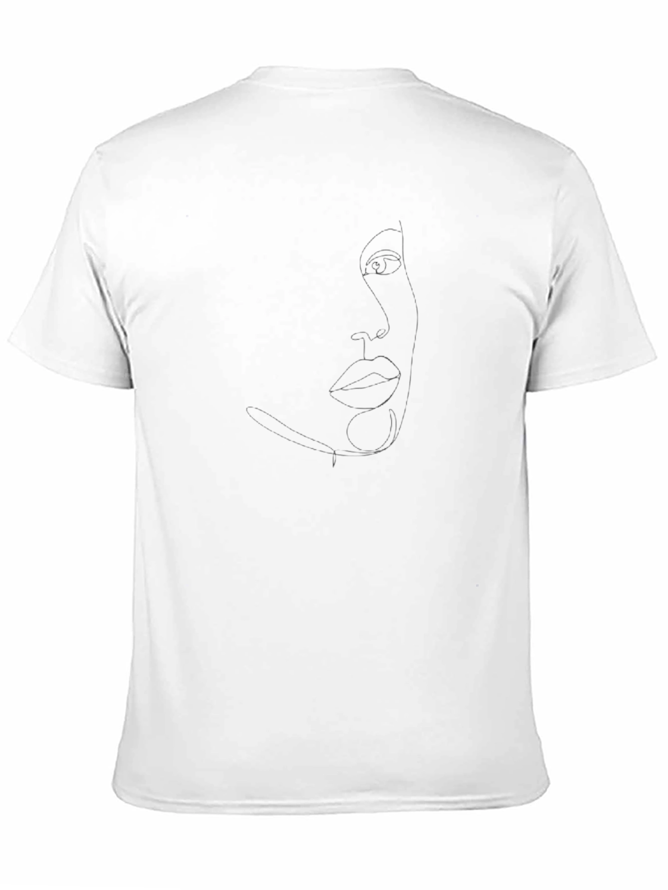 Black Abstract Face Line Art Black T-Shirt view 11