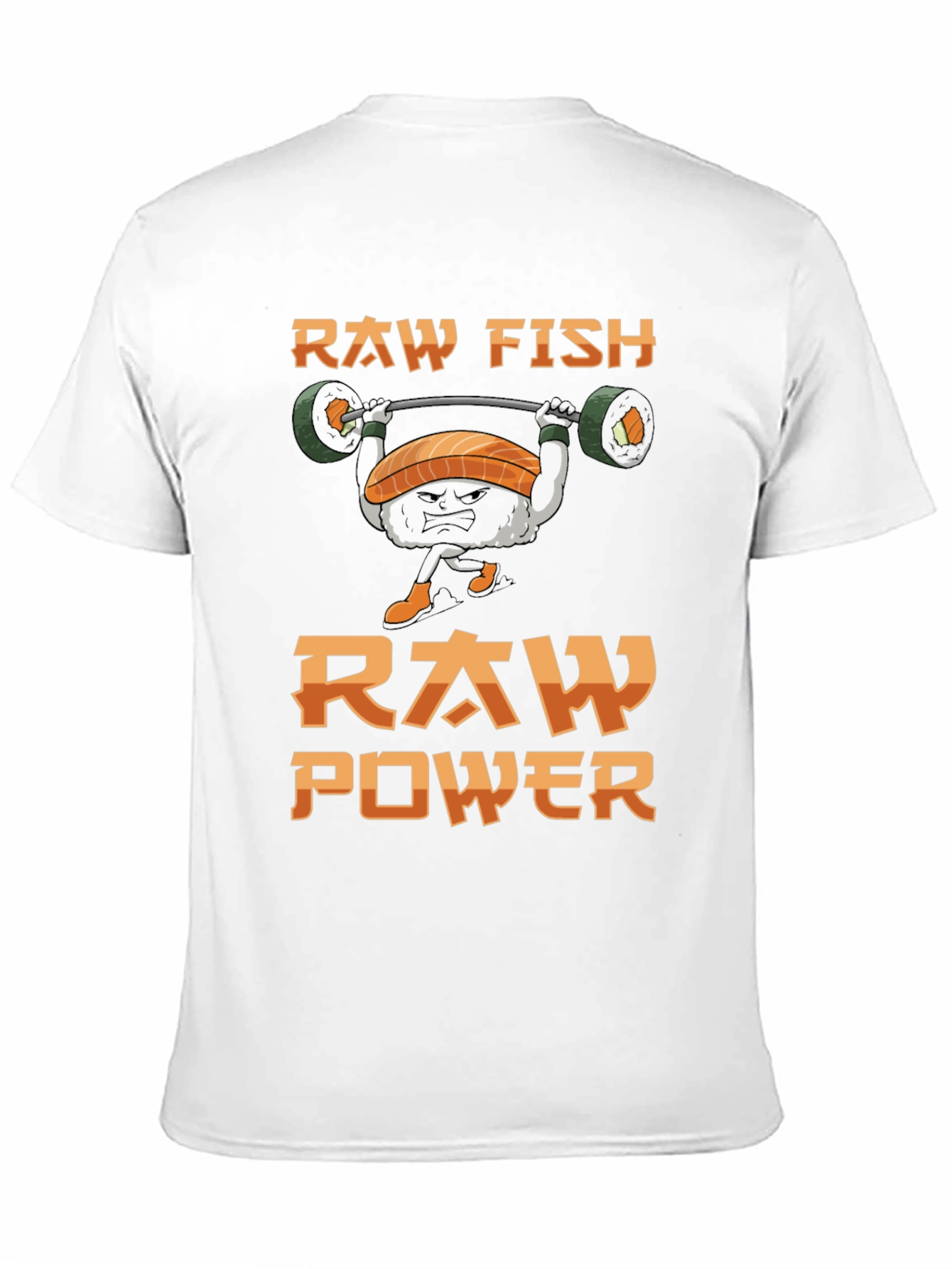 Black Raw Fish Raw Power T-Shirt - Weightlifting Sushi Tee view 11