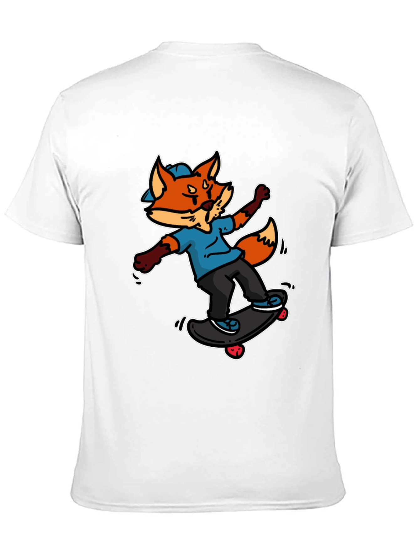 Black Skateboarding Fox Graphic Tee - Cool Cartoon Design view 11