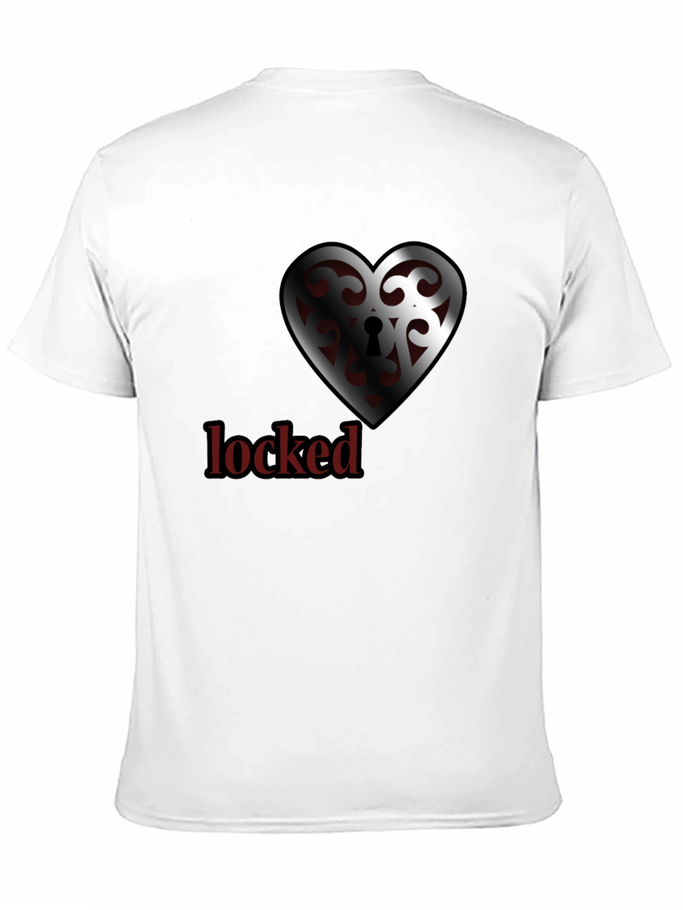 Black Locked Heart Graphic Tee - Stylish Crew Neck view 11