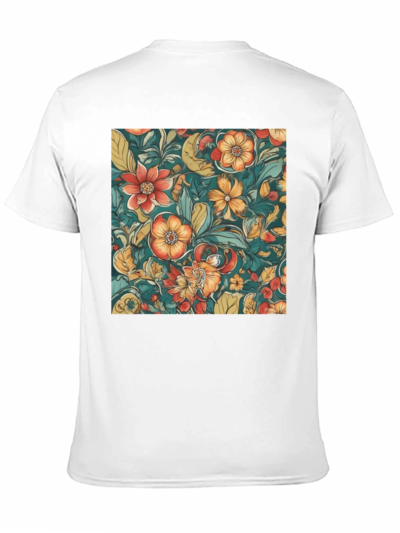 Black Floral Pattern Black T-Shirt view 11