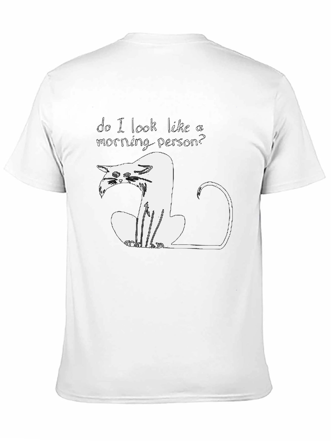 Black Funny "Not a Morning Person" Cat Graphic T-Shirt view 11