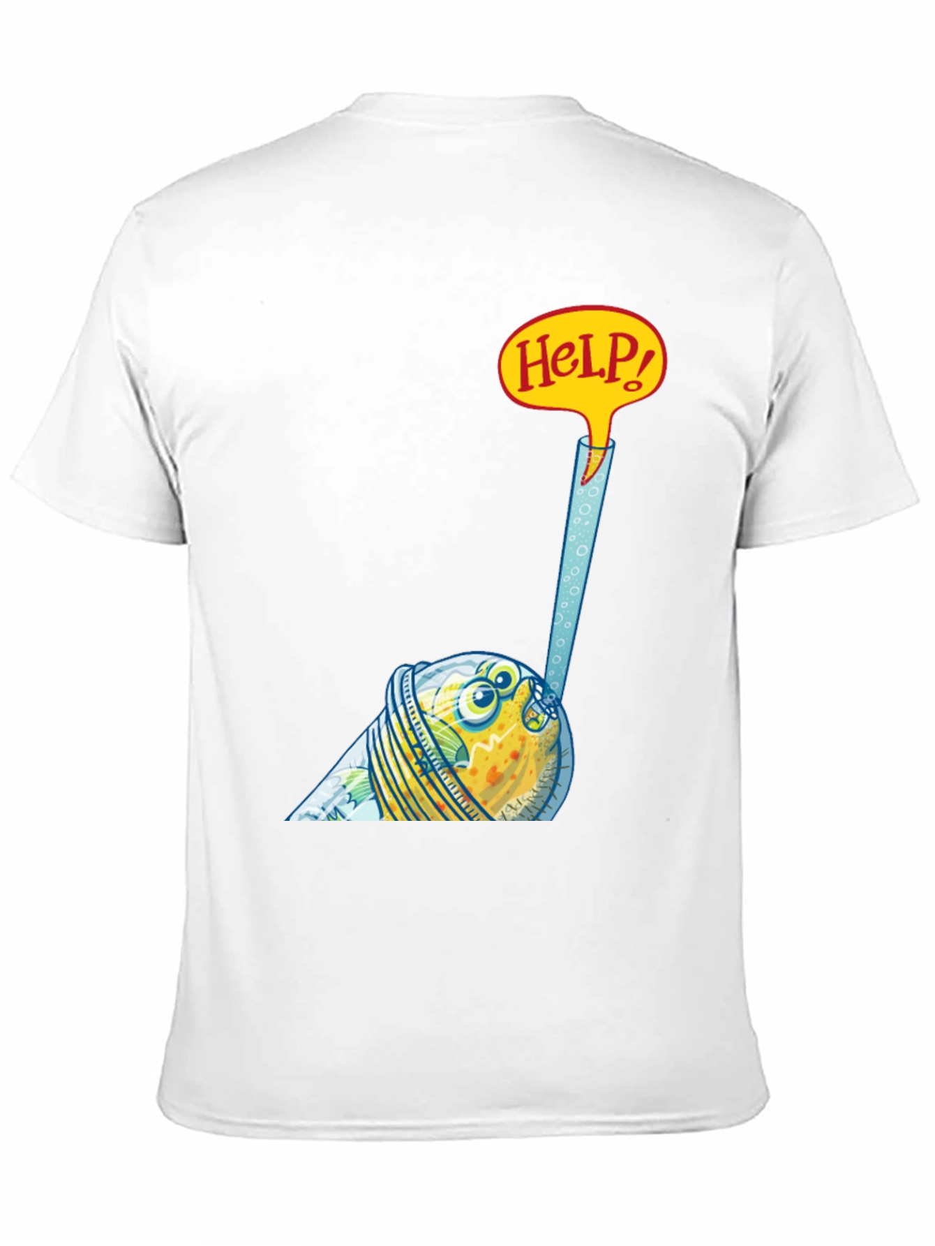 Black Funny Fish in a Glass T-Shirt - Help! view 11