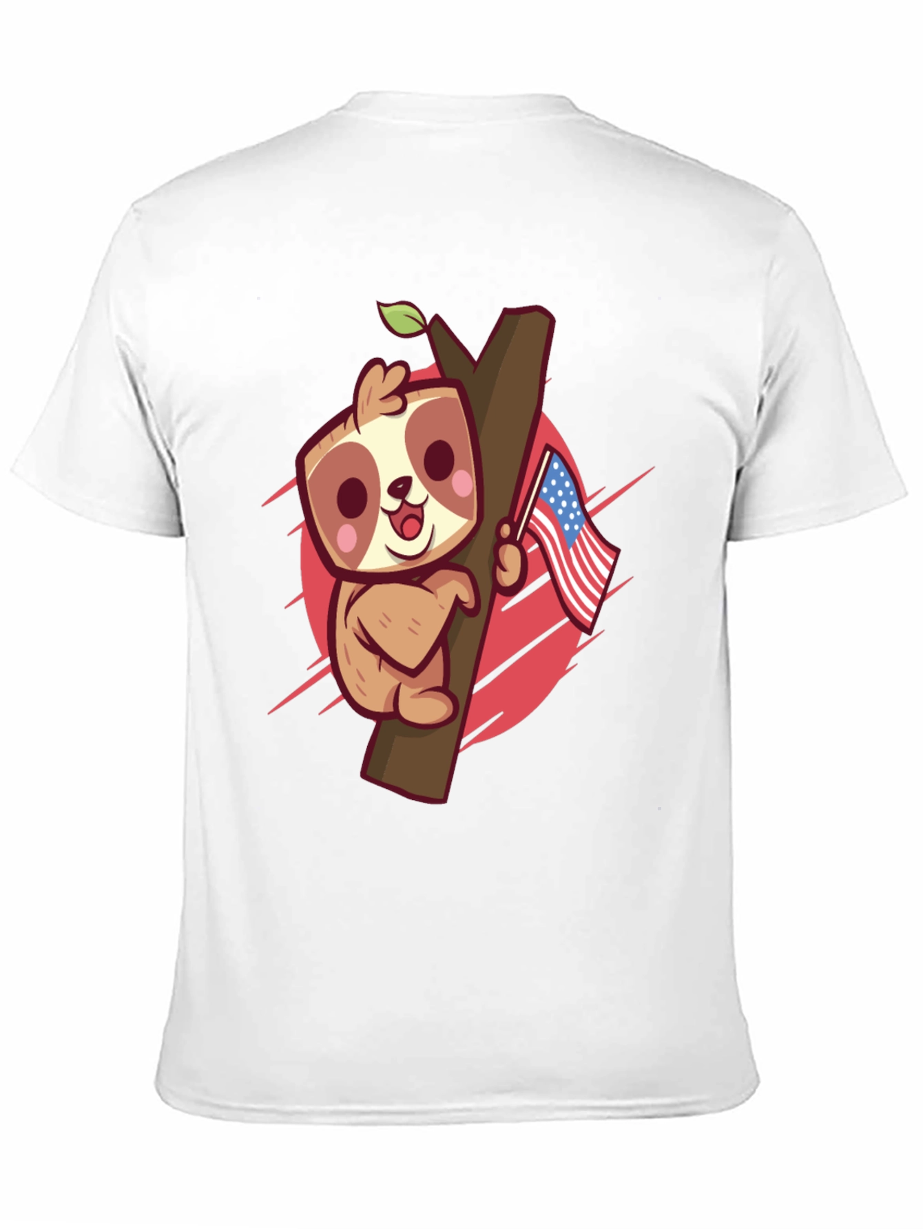 Black Cute Sloth Holding US Flag Graphic Tee view 11